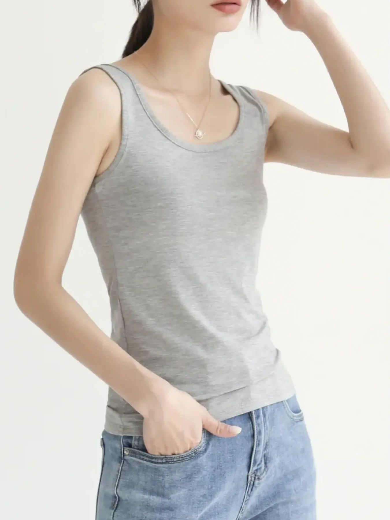 Scoop Neck Wide Strap Tank
