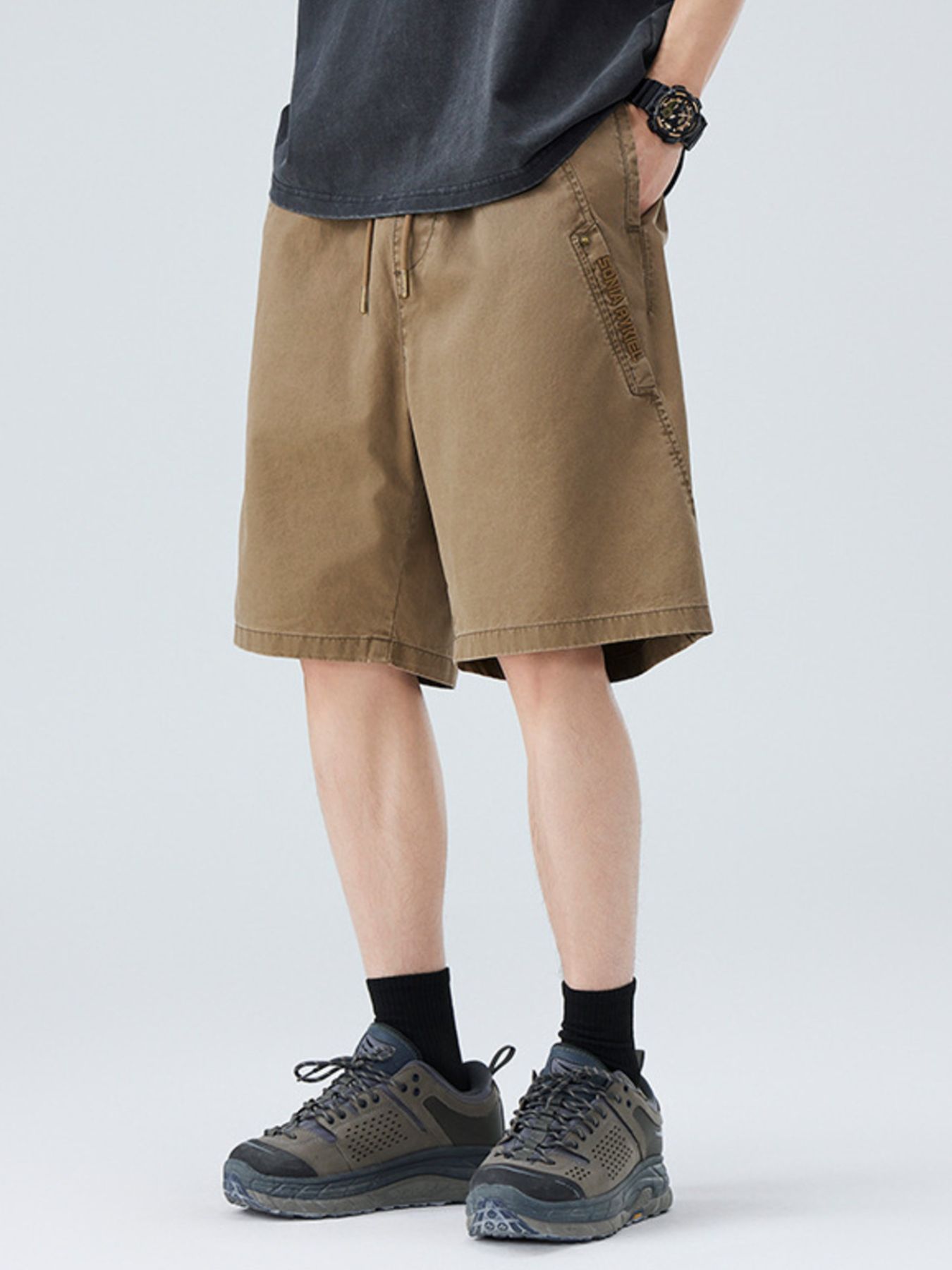 Men's Plus Size Drawstring Cargo Shorts