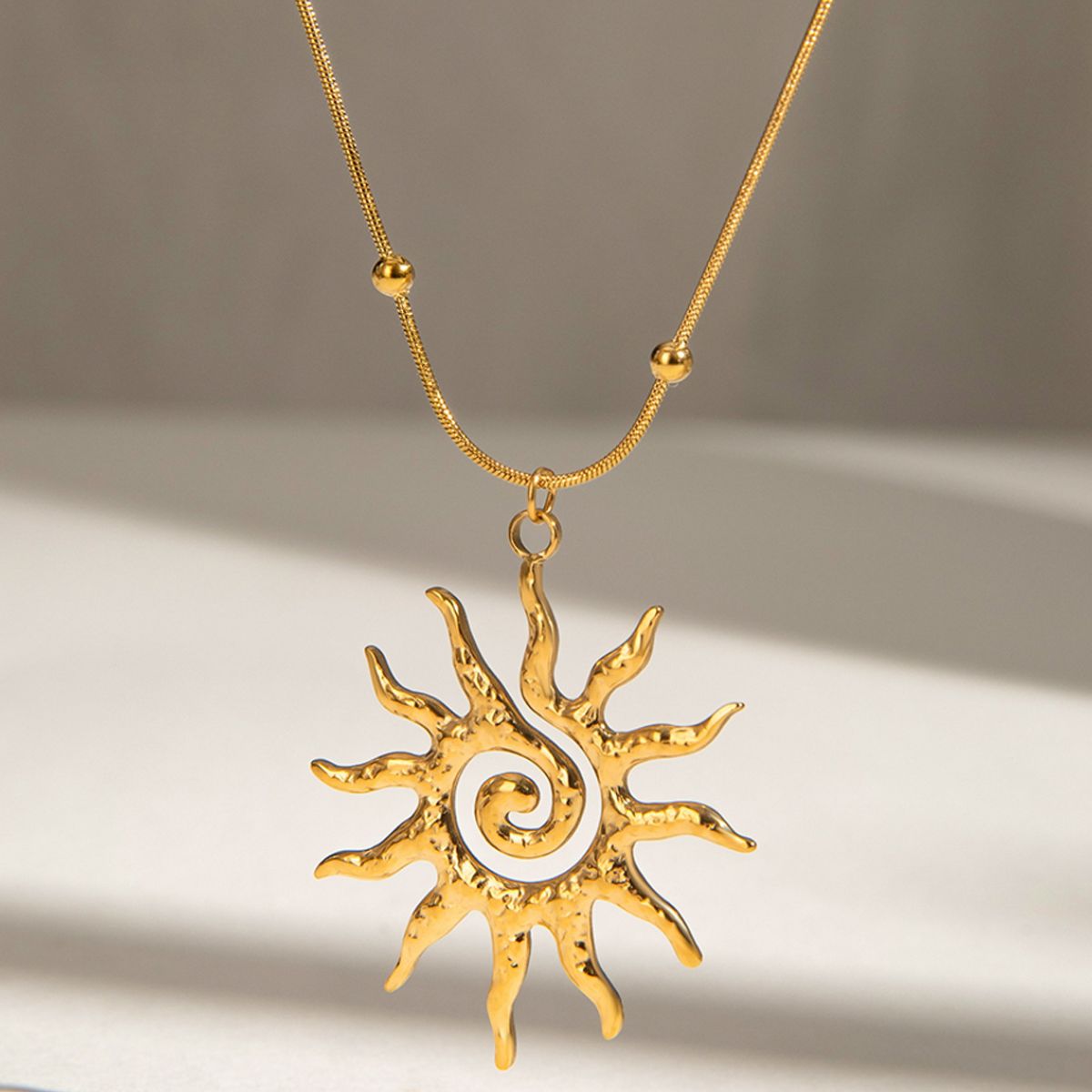 18K Gold-Plated Sun Pendant Necklace