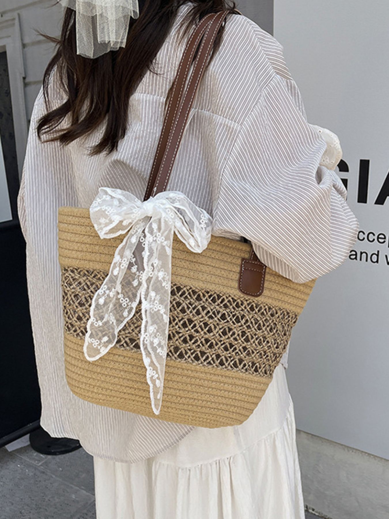 Woven Straw Shoulder Bag