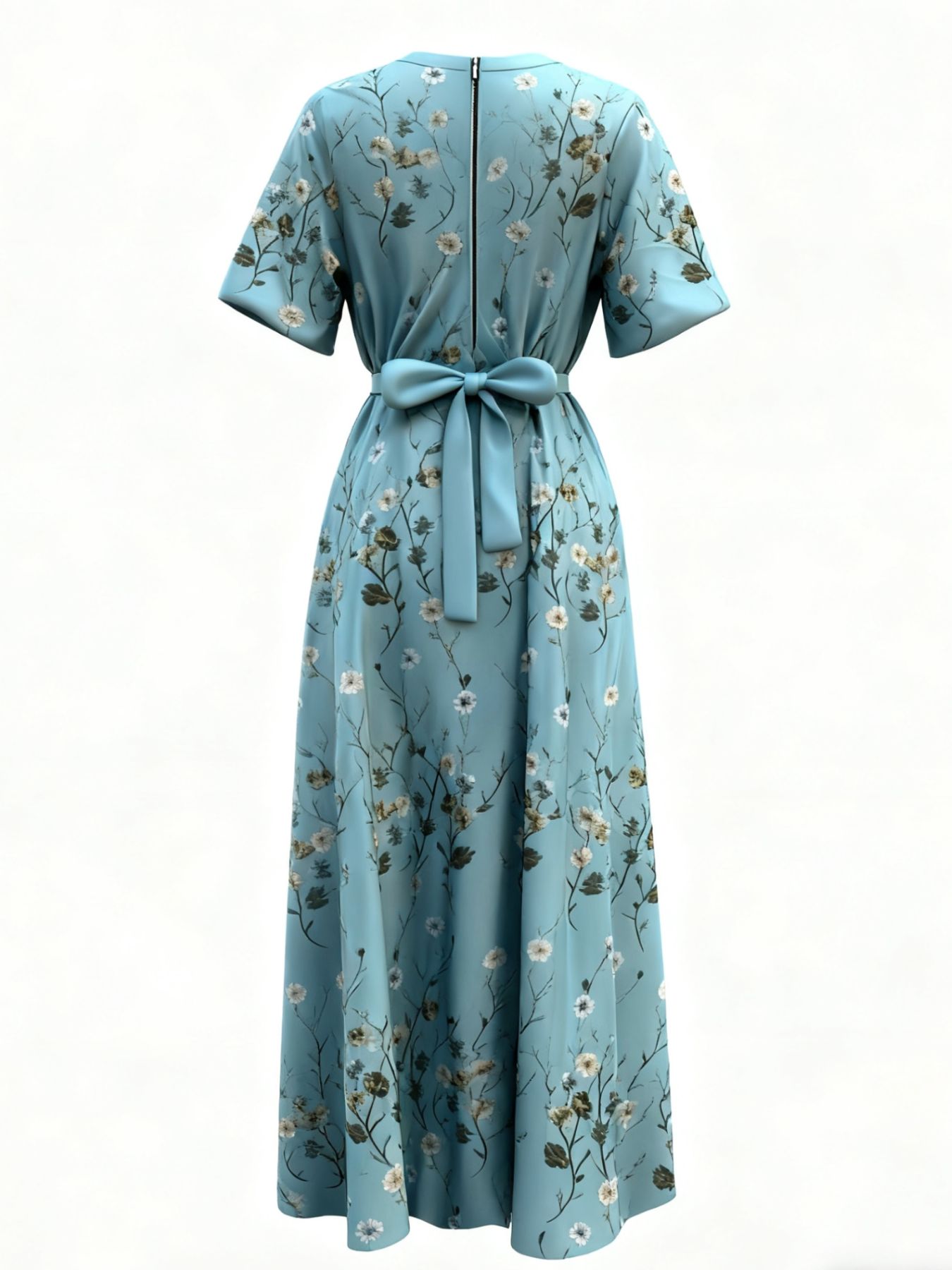 Floral Surplice Short Sleeve Dress