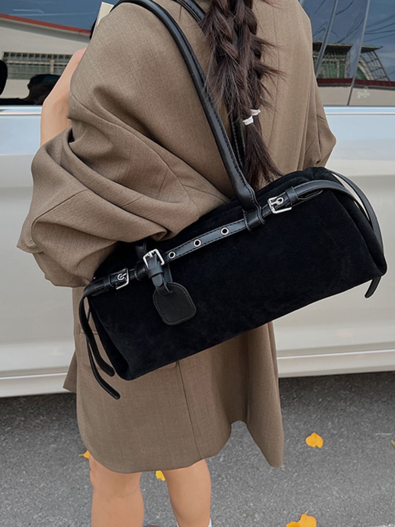 Buckle Decor Shoulder Bag