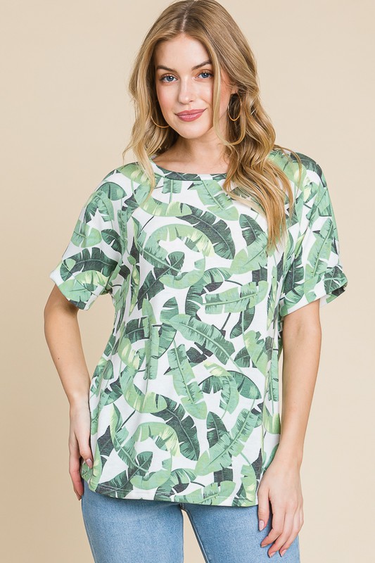Lightweight Printed Round Neck Short Sleeve T-Shirt