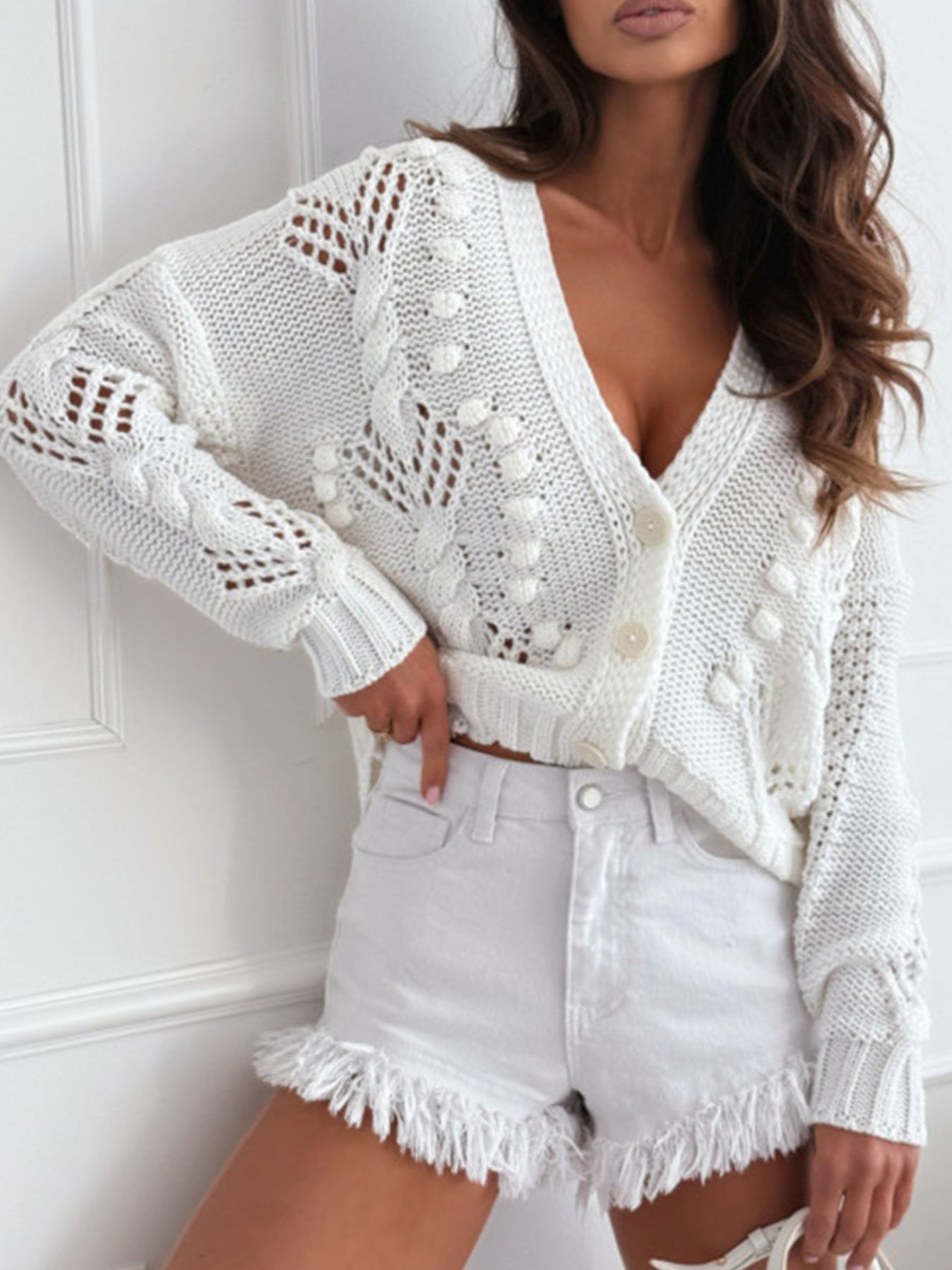 Button Up V-Neck Cardigan view 7