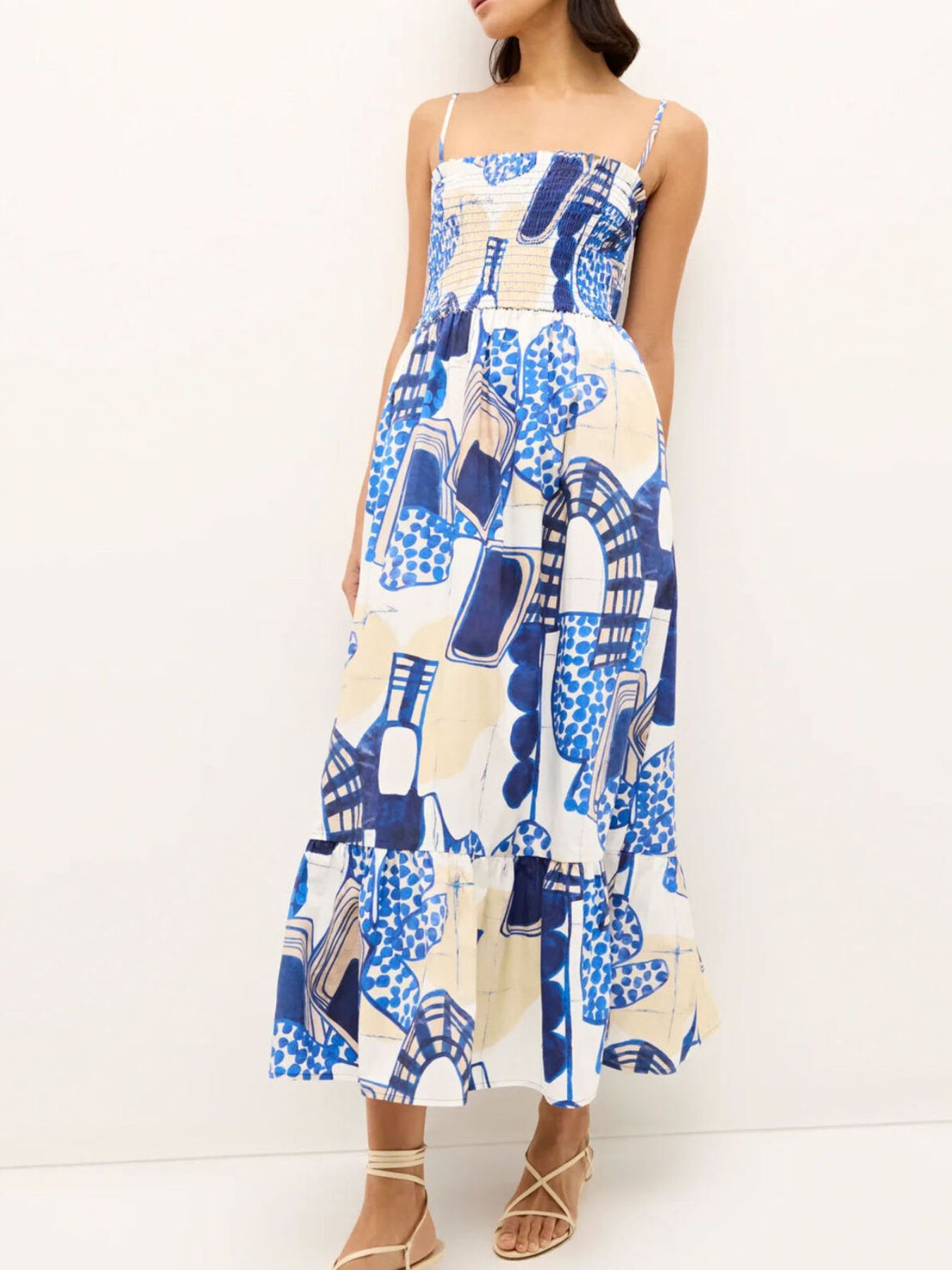 Printed Square Neck Cami Midi Dress