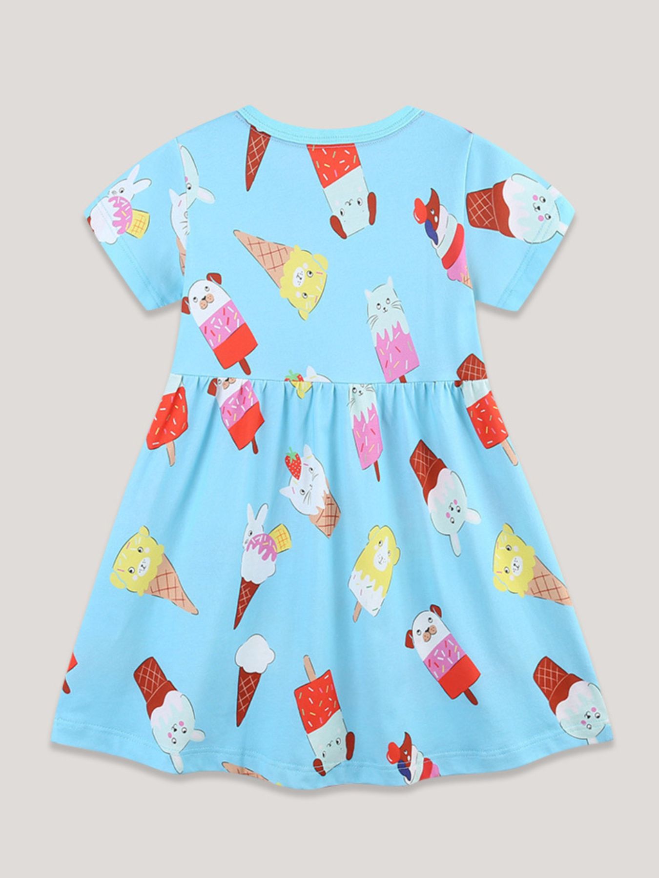Children's Ice Cream Print Short Sleeve Dress 5