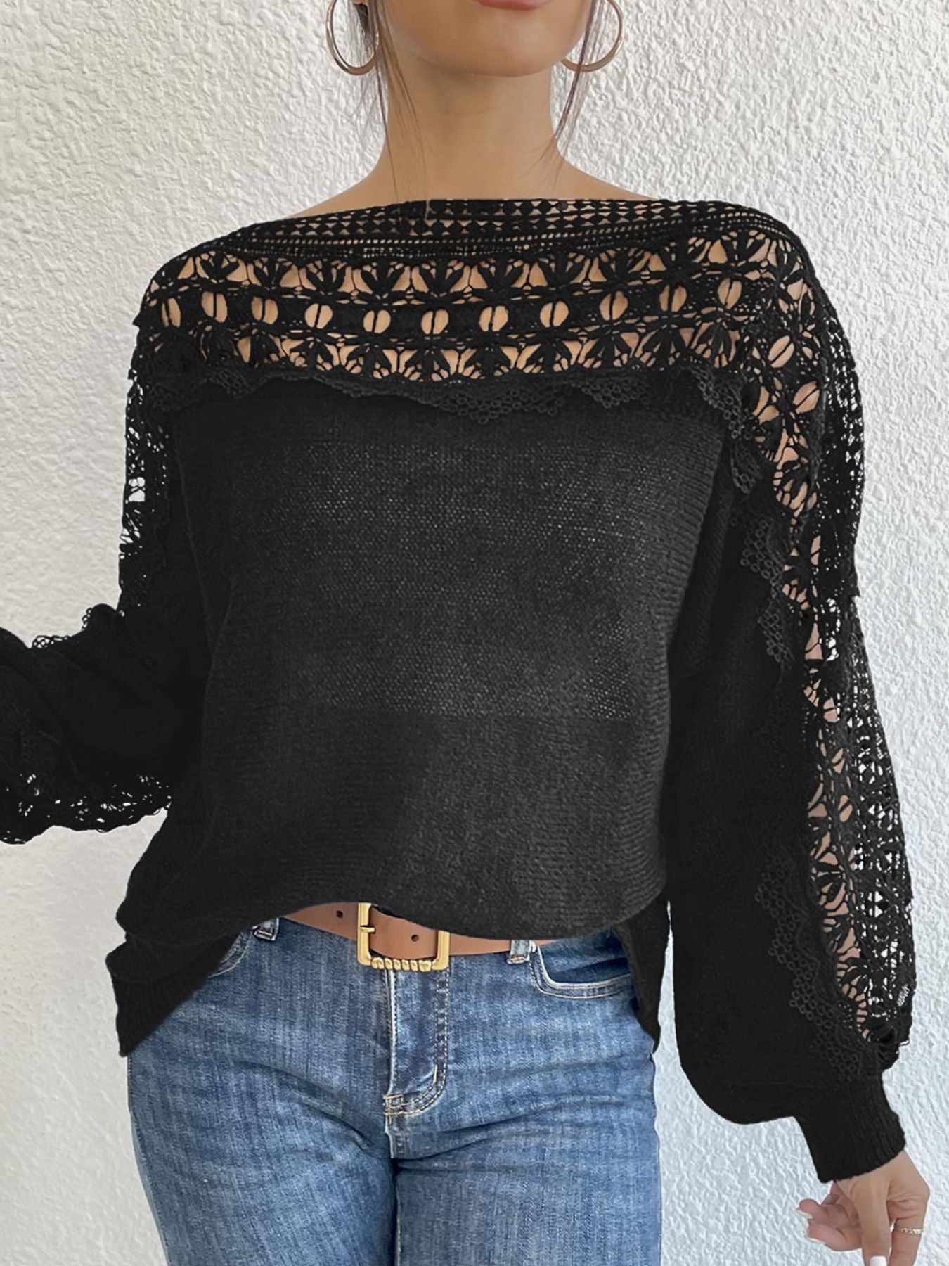 Openwork Long Sleeve Sweater