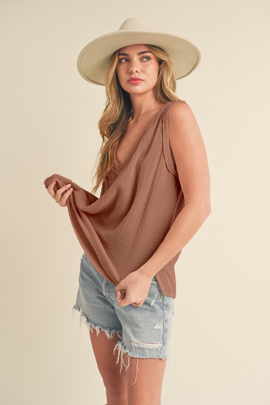 V-Neck Wide Strap Tank