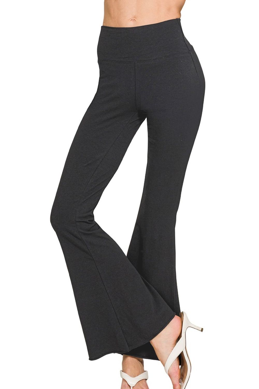 Raw Edge Hem Flare Yoga Pants