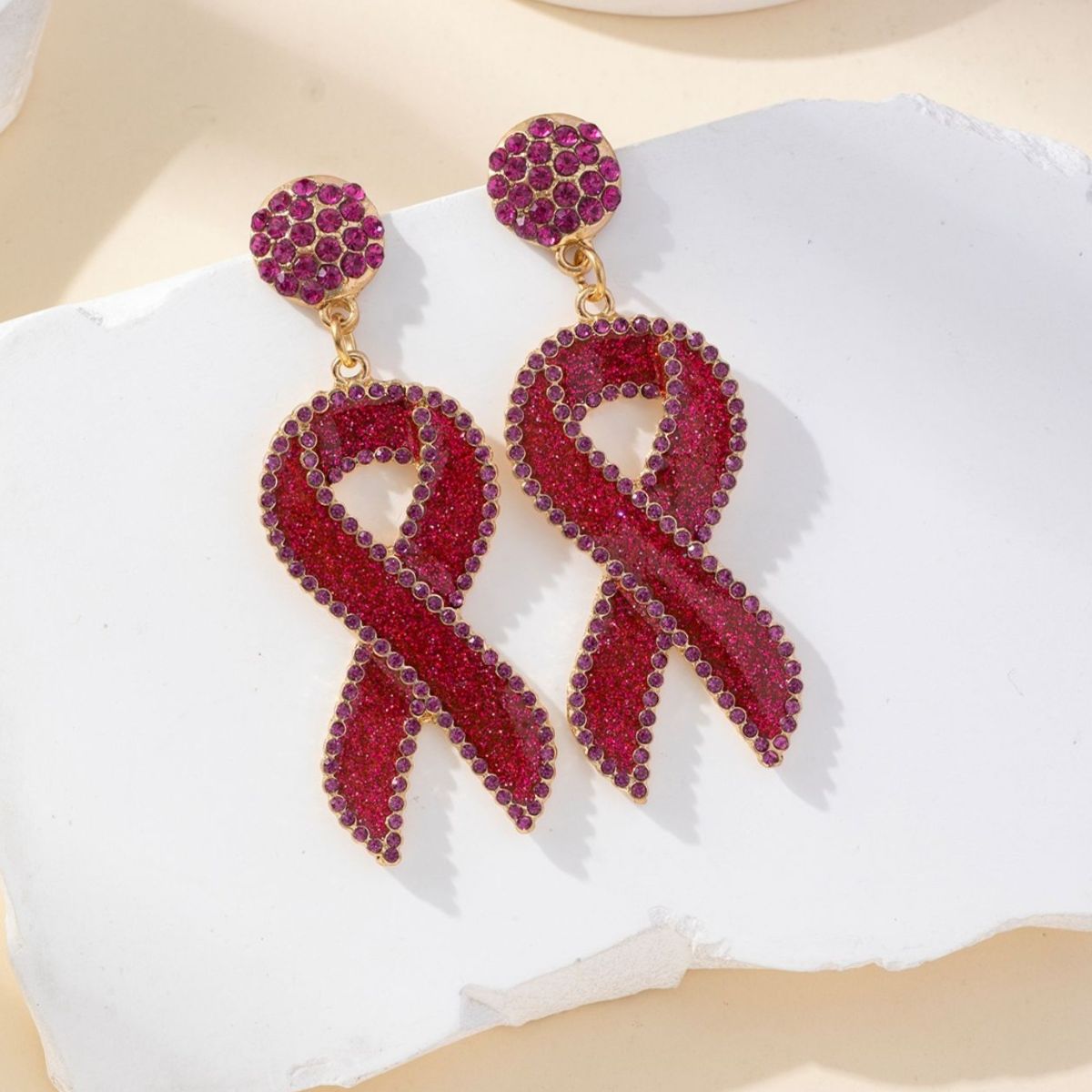 Rhinestone Ribbon Drop Earrings