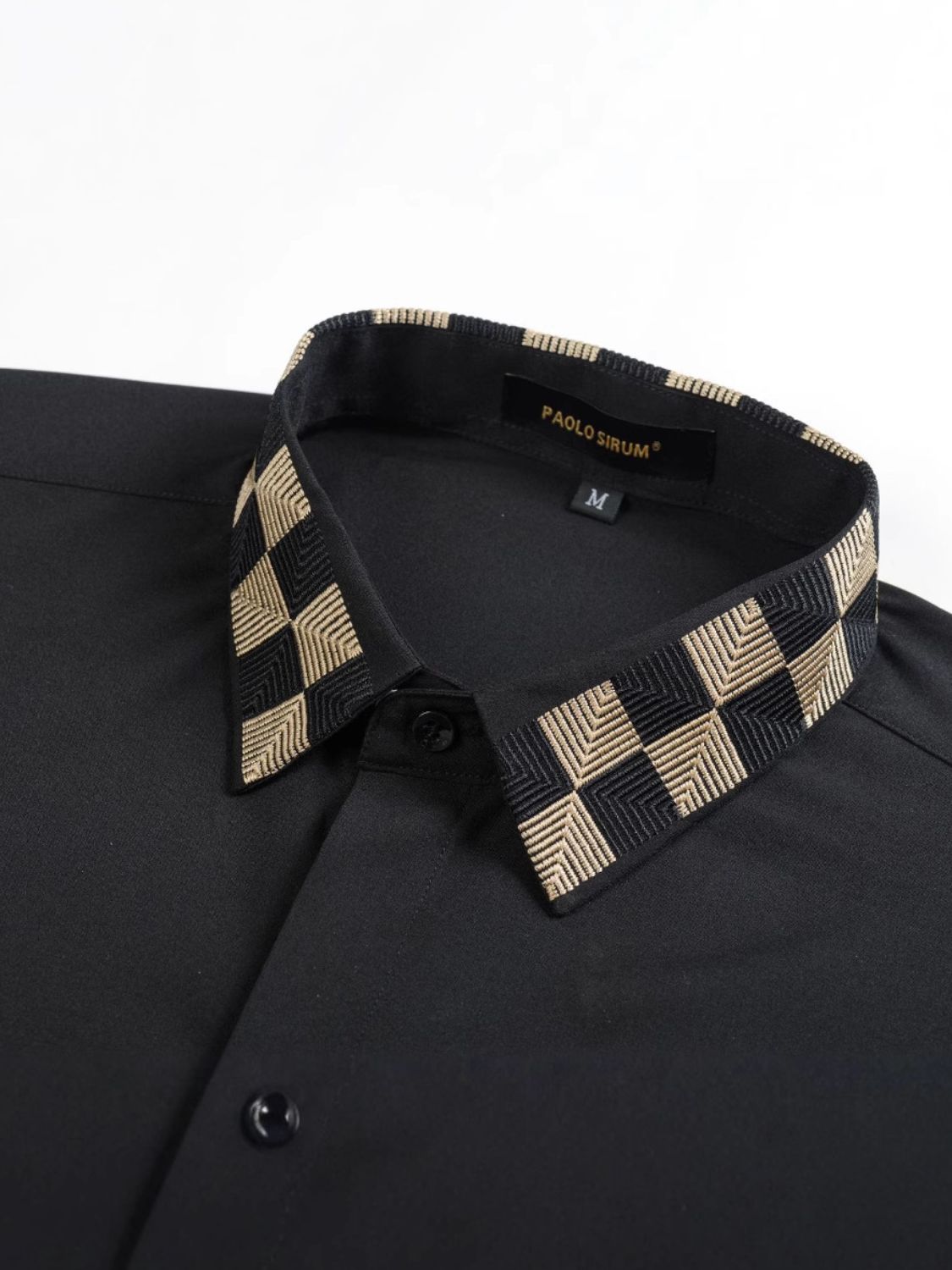 Men's Full Size Plaid Trim Collar Long Sleeve Shirt Plus Size