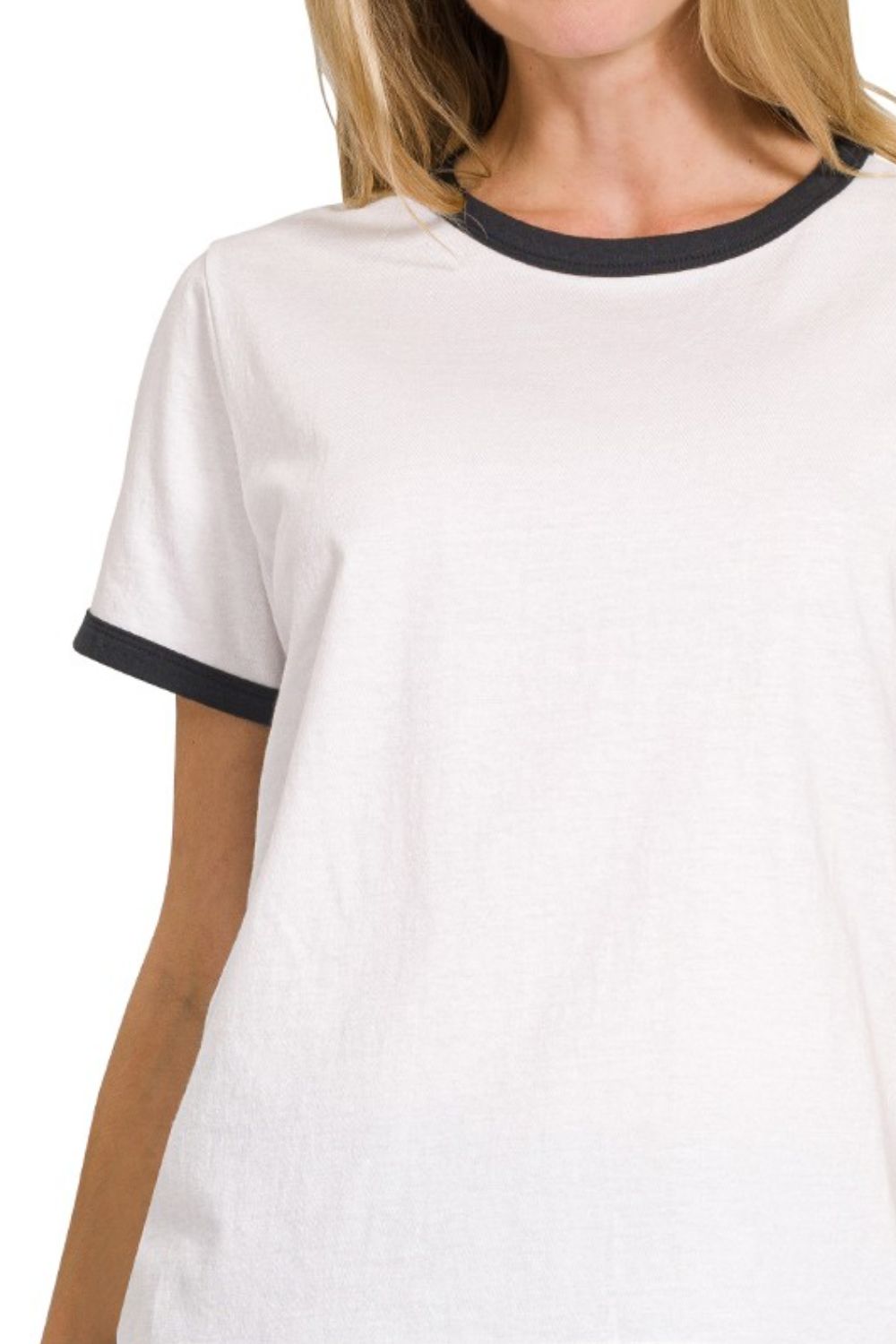 Contrast Binding Short Sleeve Tee Shirts