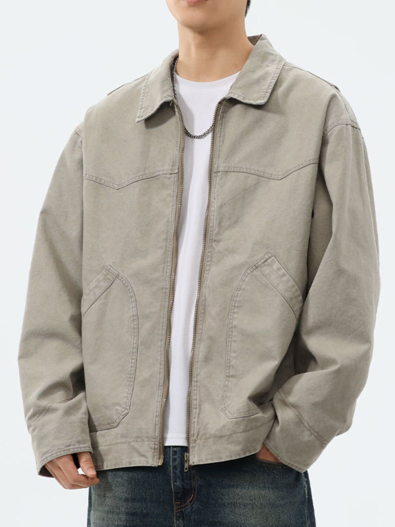 Men's Plus Size Zip-Up Trucker Jacket