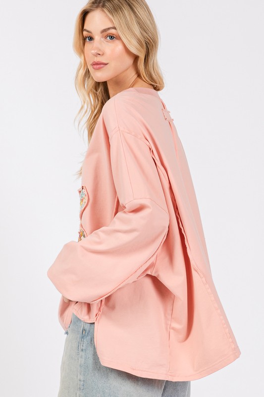 Flower Patch Dropped Shoulder Oversize Top