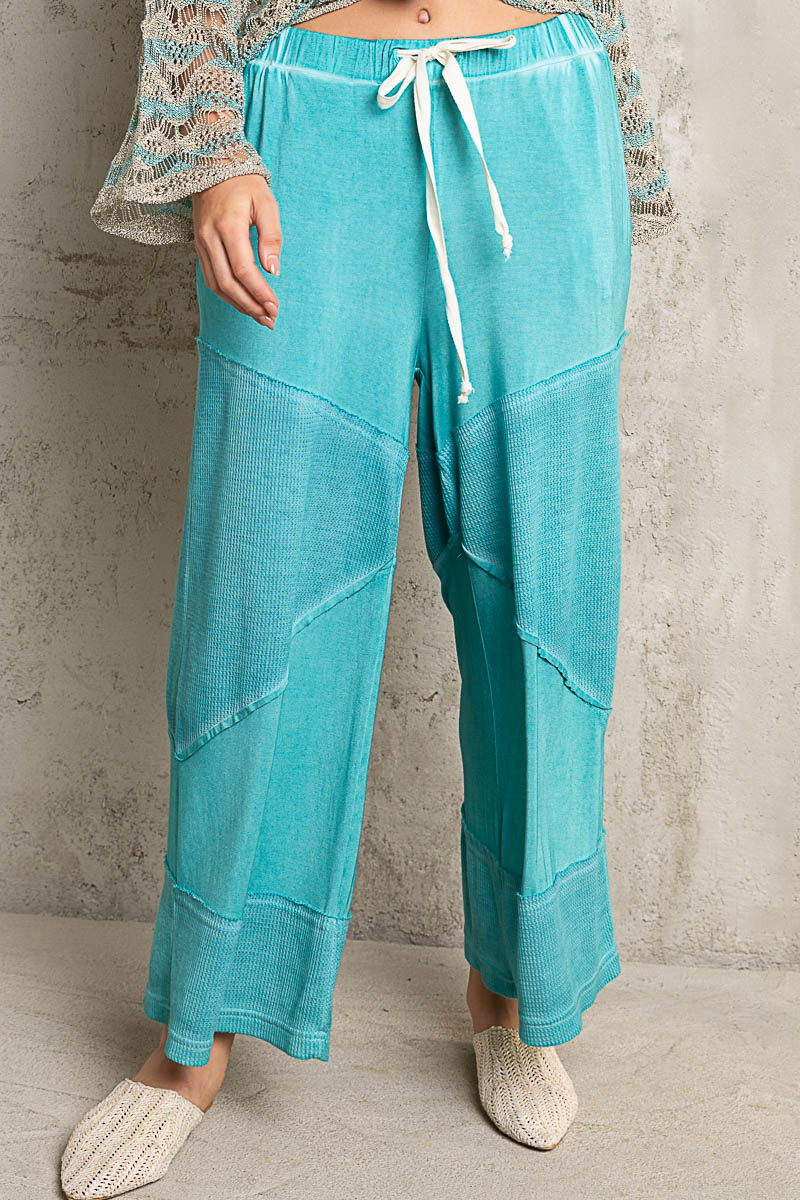 Elastic Waistband Wide Leg Pants with Drawstring