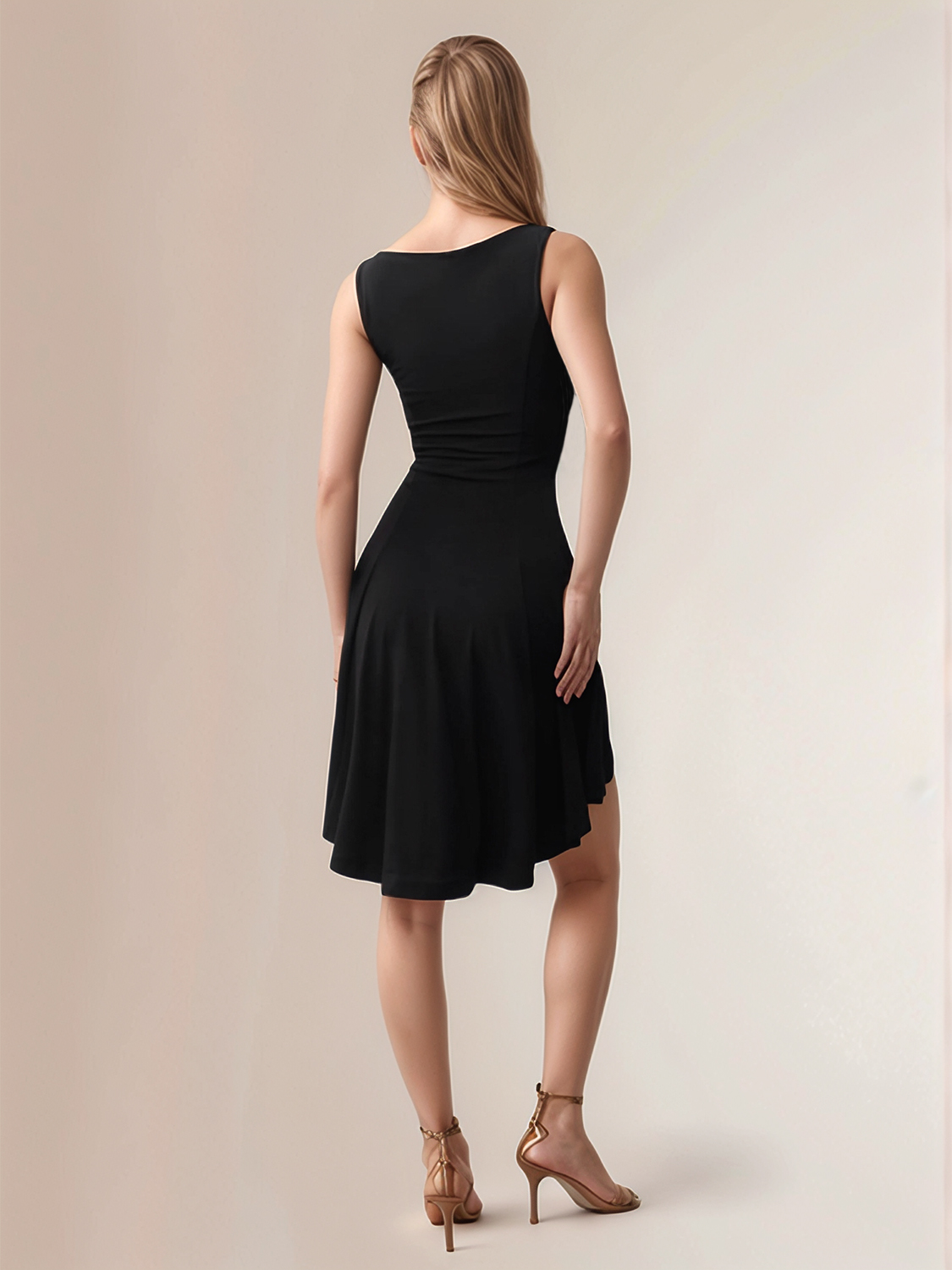 High-Low Round Neck Sleeveless Mini Dress