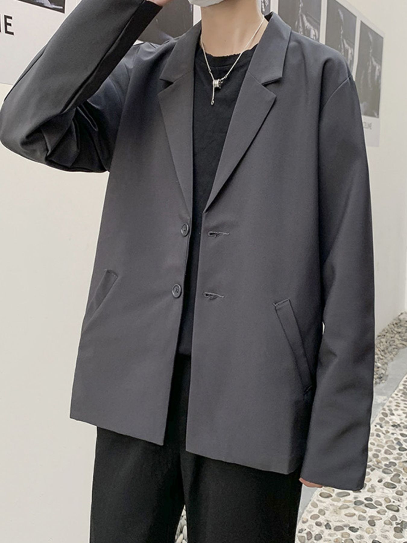 Men's Full Size Casual Solid Color Relaxed Fit Blazer Plus Size