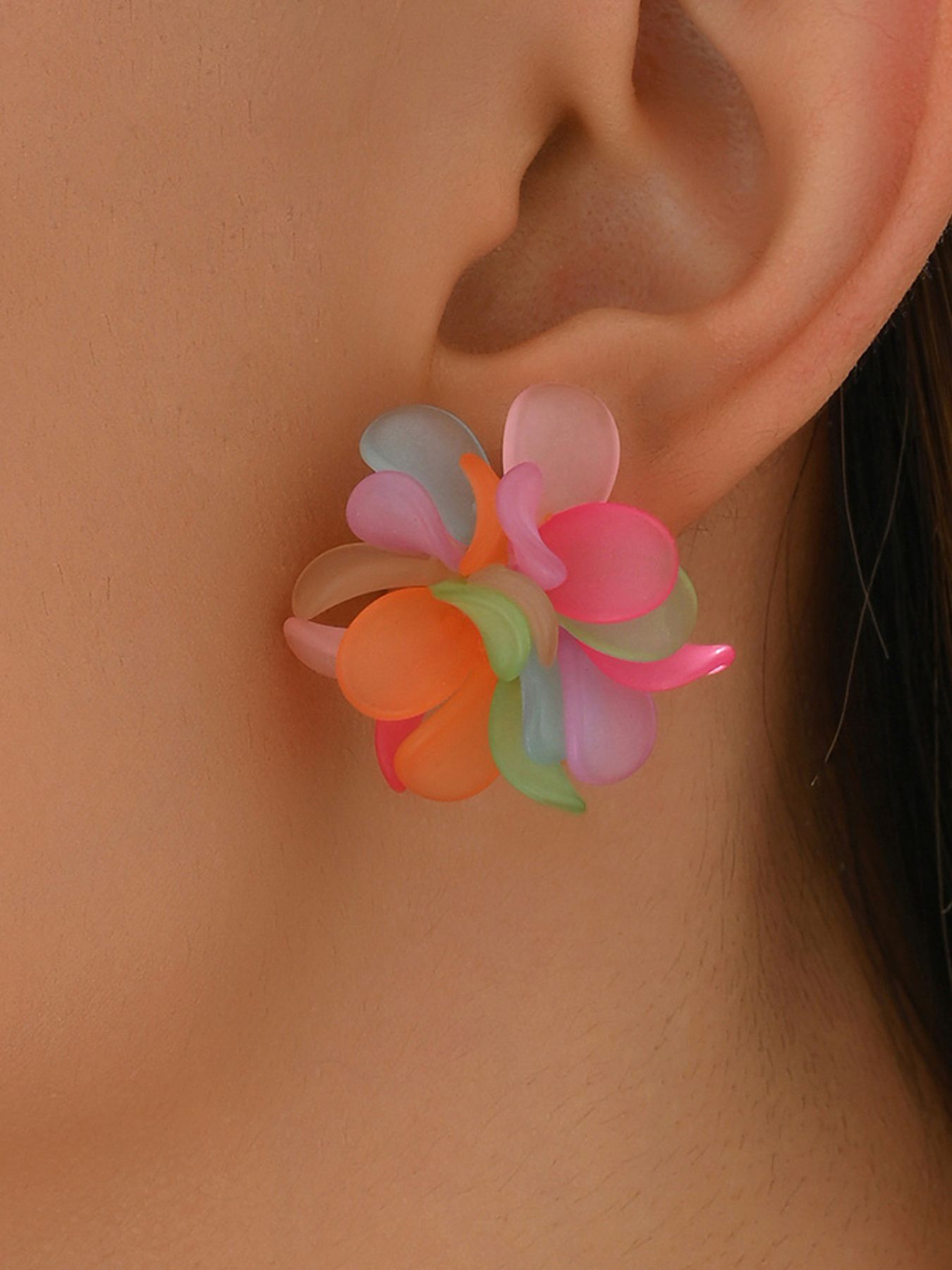 Acrylic Colorful Flower Stud Earrings