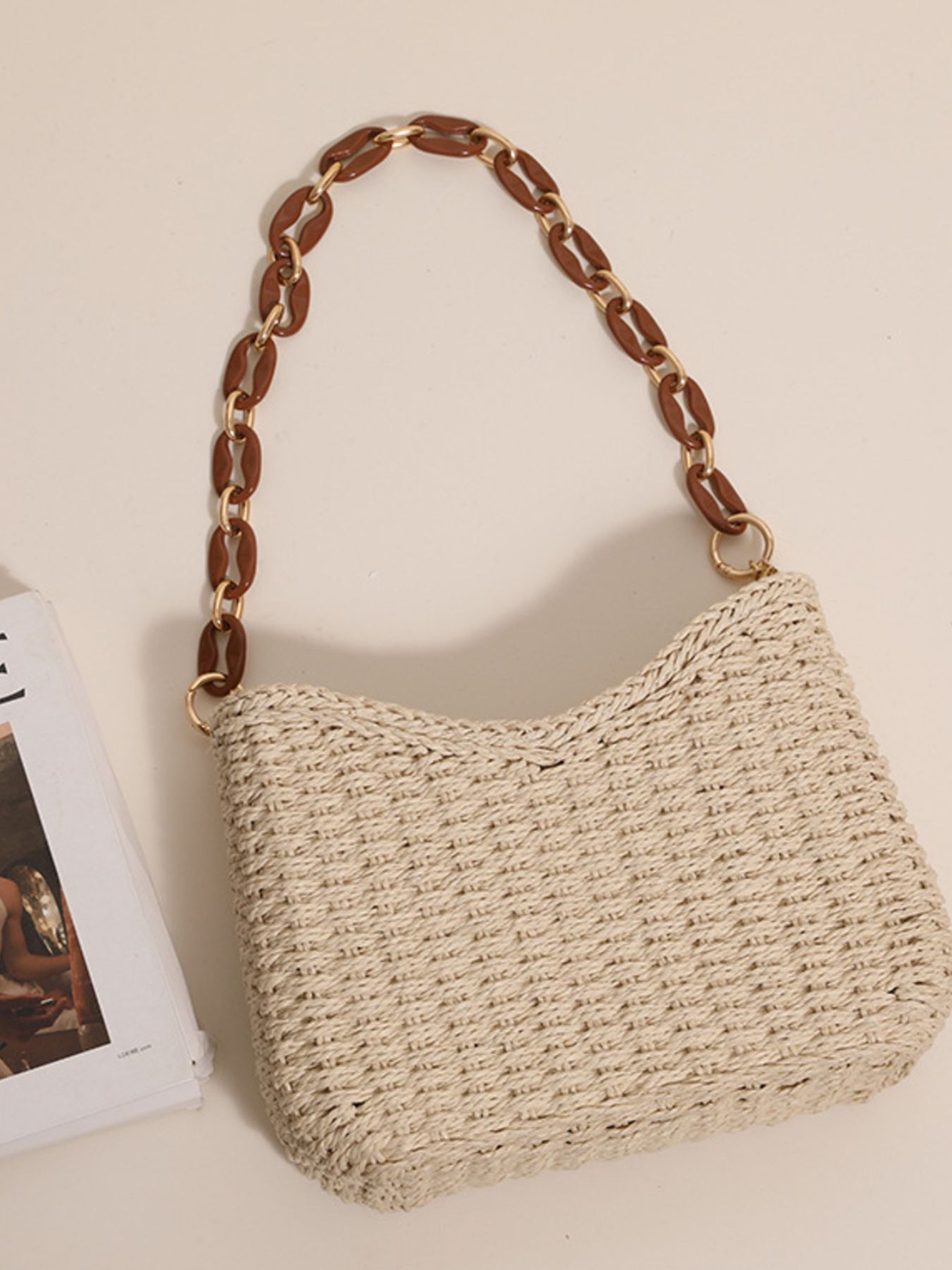 Woven Straw Shoulder Bag