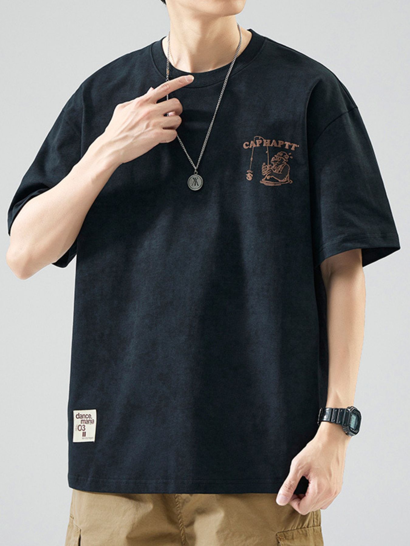 Men's Plus Size Oversized Round Neck Graphic T-Shirt