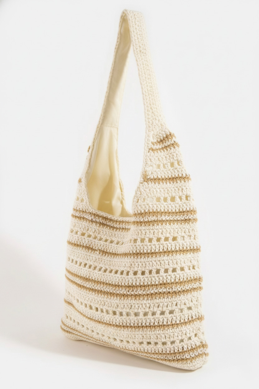 Fame Two Tone Stripe Straw Tote Bag