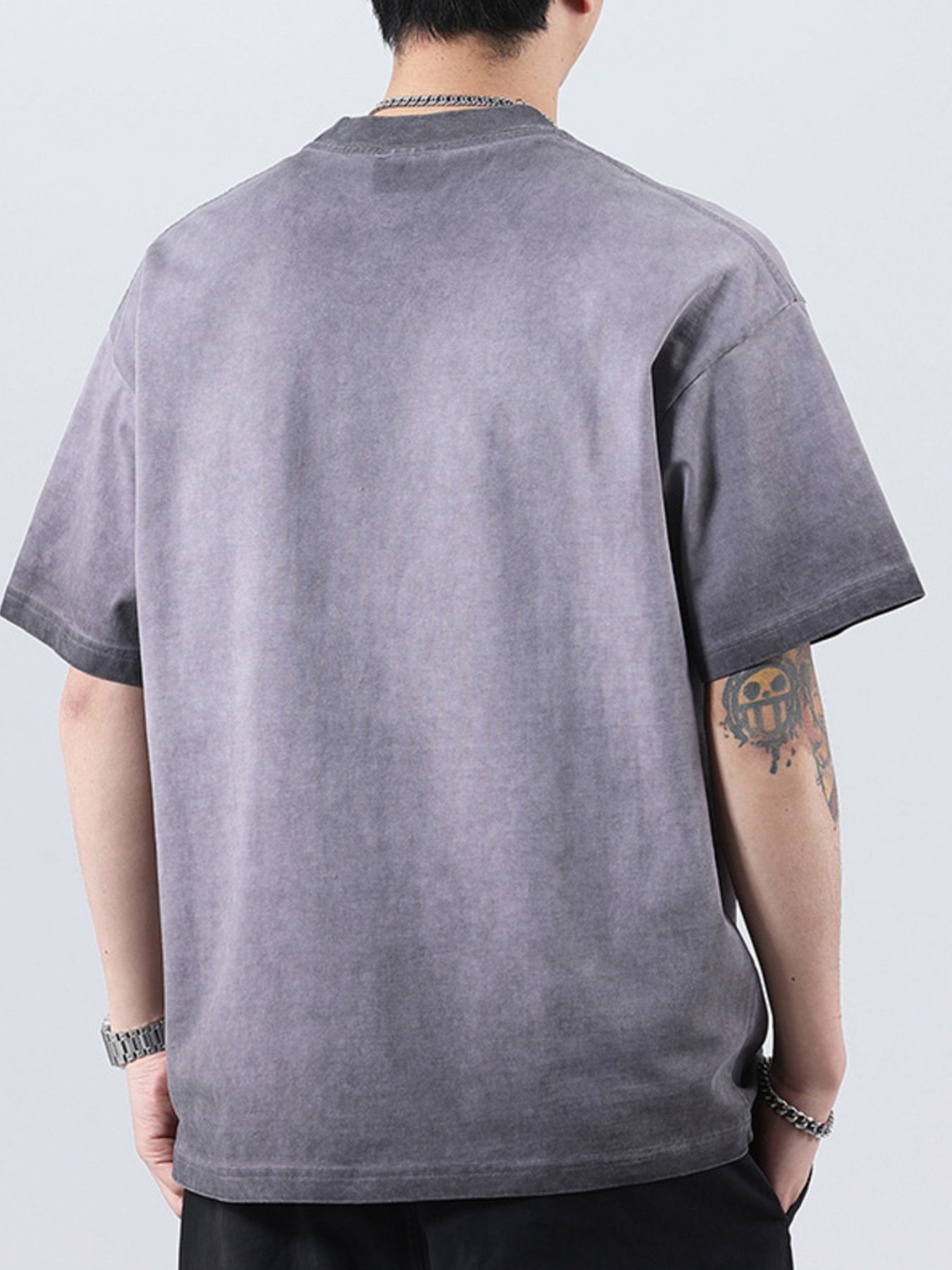 Men's Plus Size Round Neck Washed Oversized Graphic T-Shirt