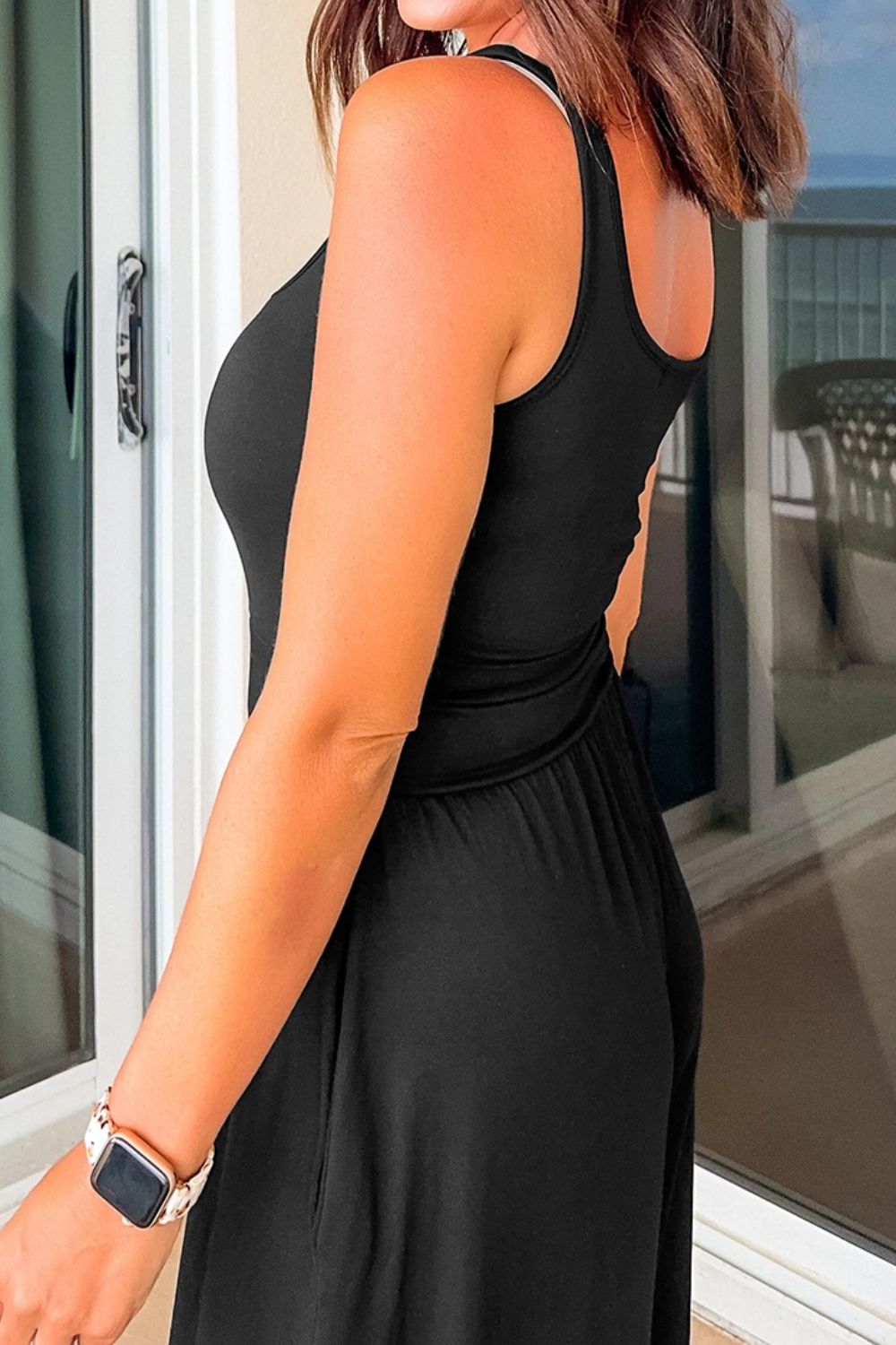 Cutout Scoop Neck Wide Strap Jumpsuit