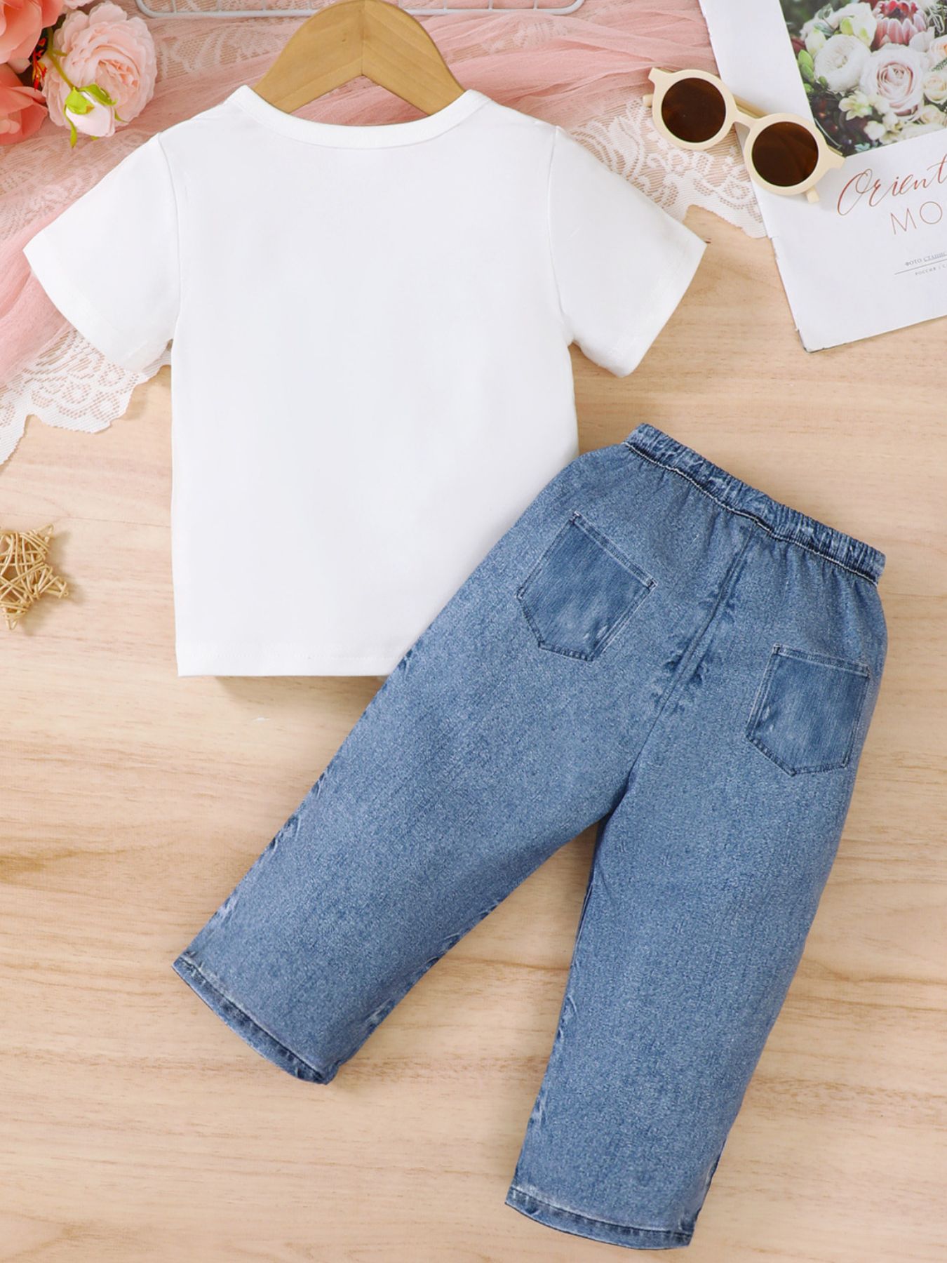 Children's Star Round Neck Tee and Pants Set