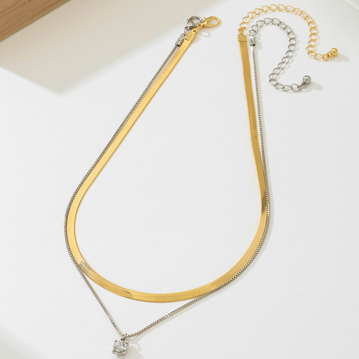 2 Piece Minimalist Design Chain Pendant Necklace