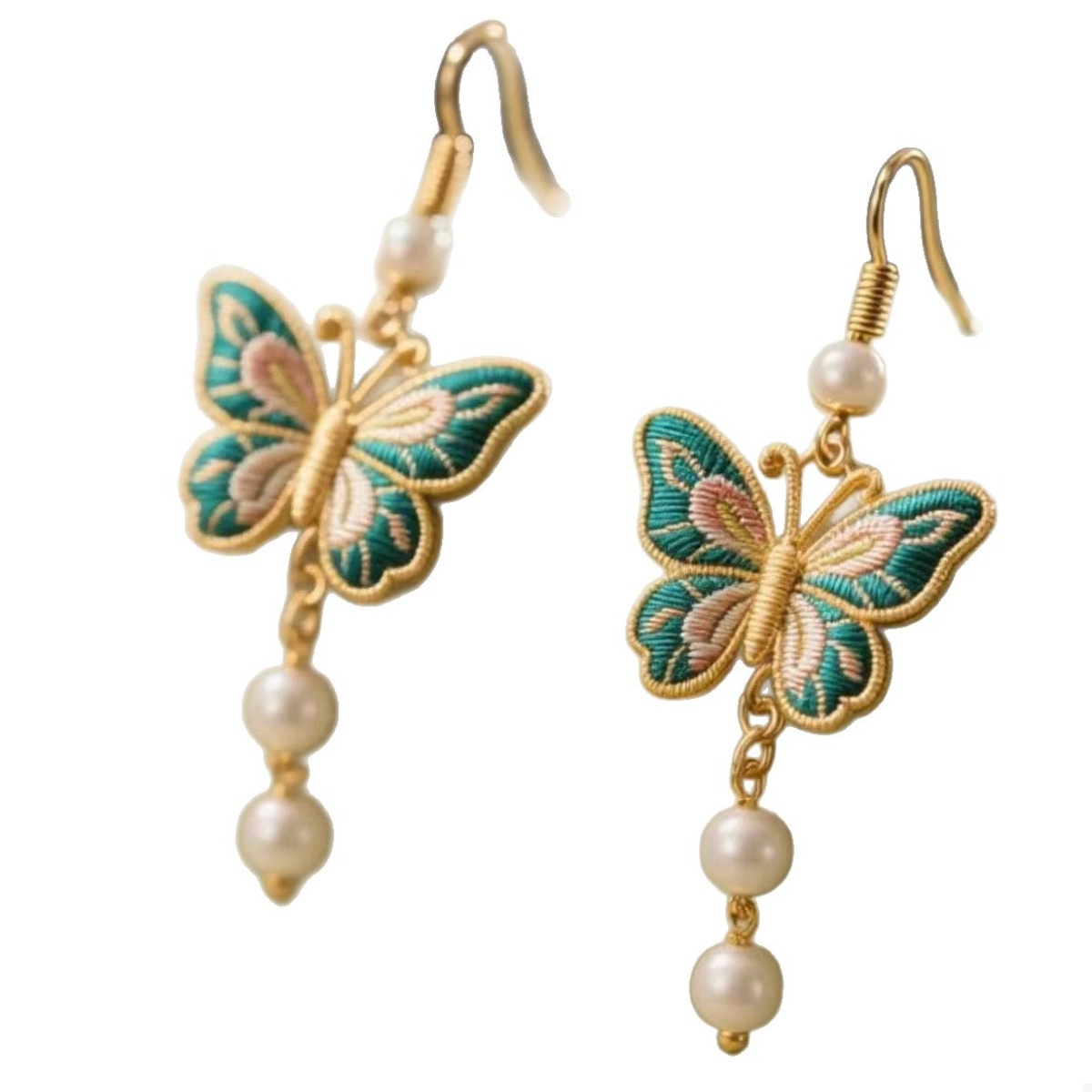 Butterfly Dangle Earrings with Pearls