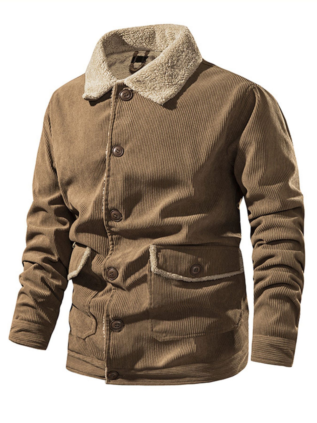 Men's Corduroy Sherpa Lined Button-Up Jacket
