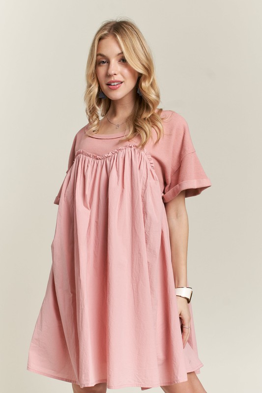 Round Neck Half Sleeve Babydoll Dress