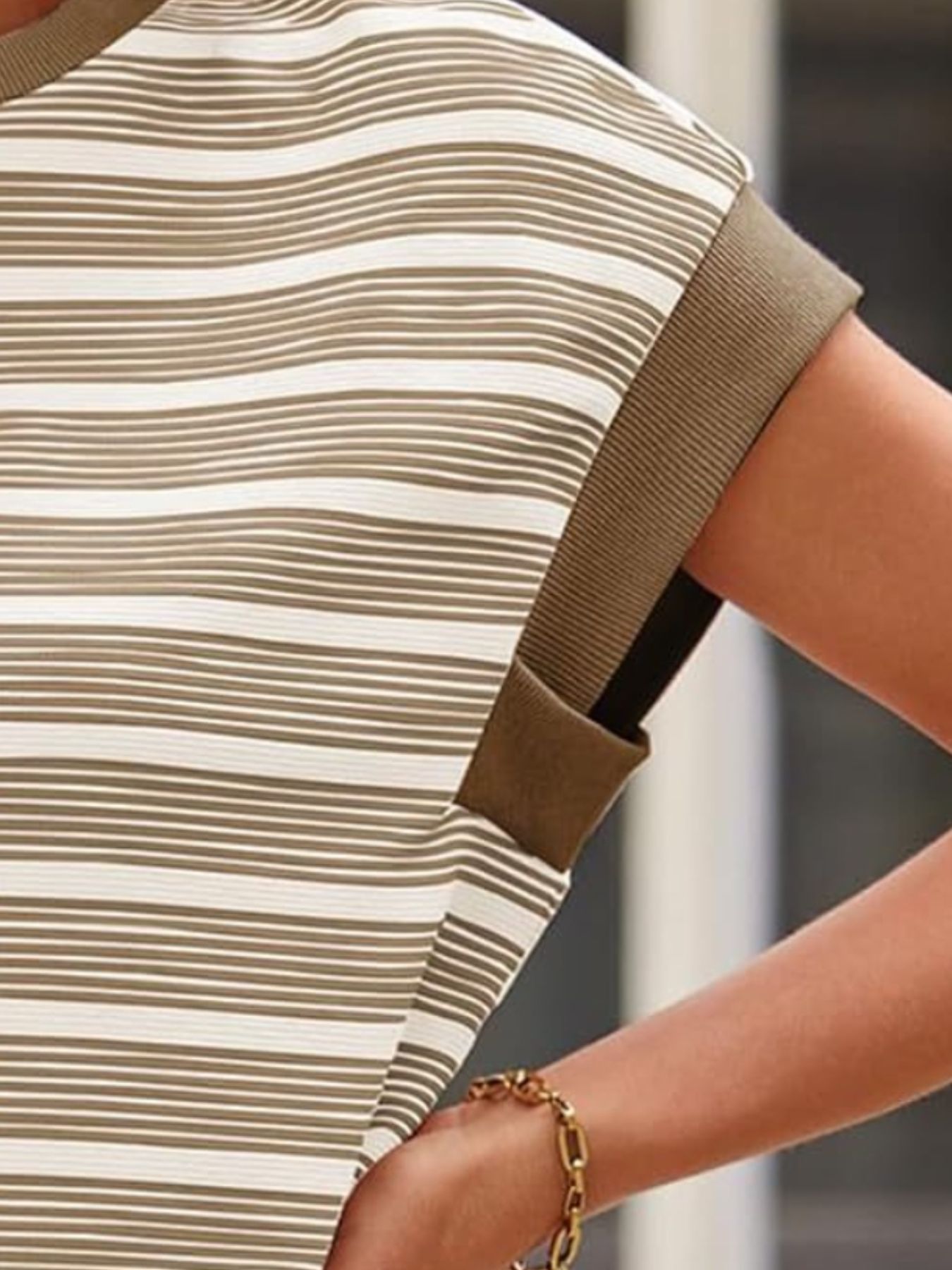 Striped Round Neck Casual T-Shirt