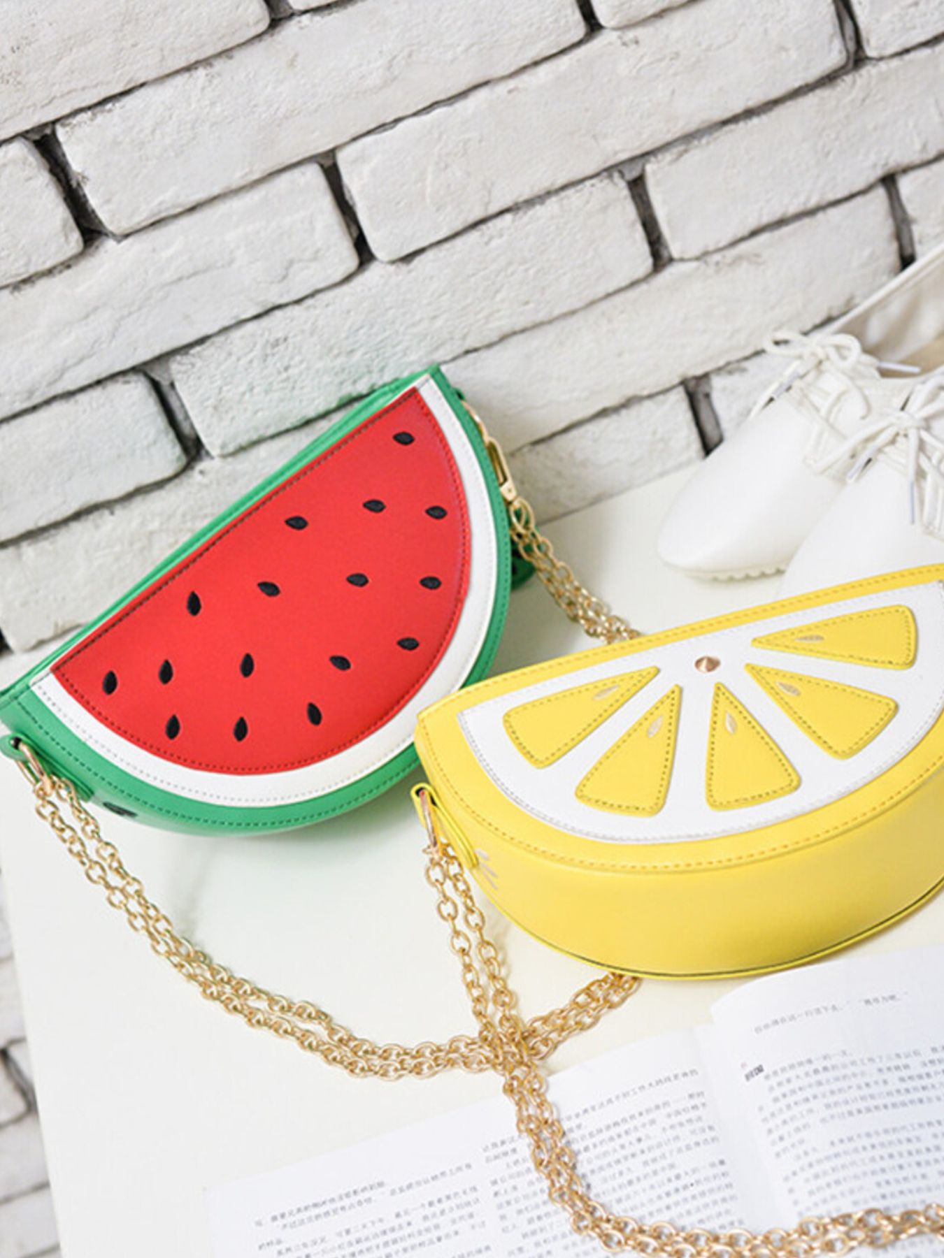 Fruit-Shaped Crossbody Bag with Chain Strap