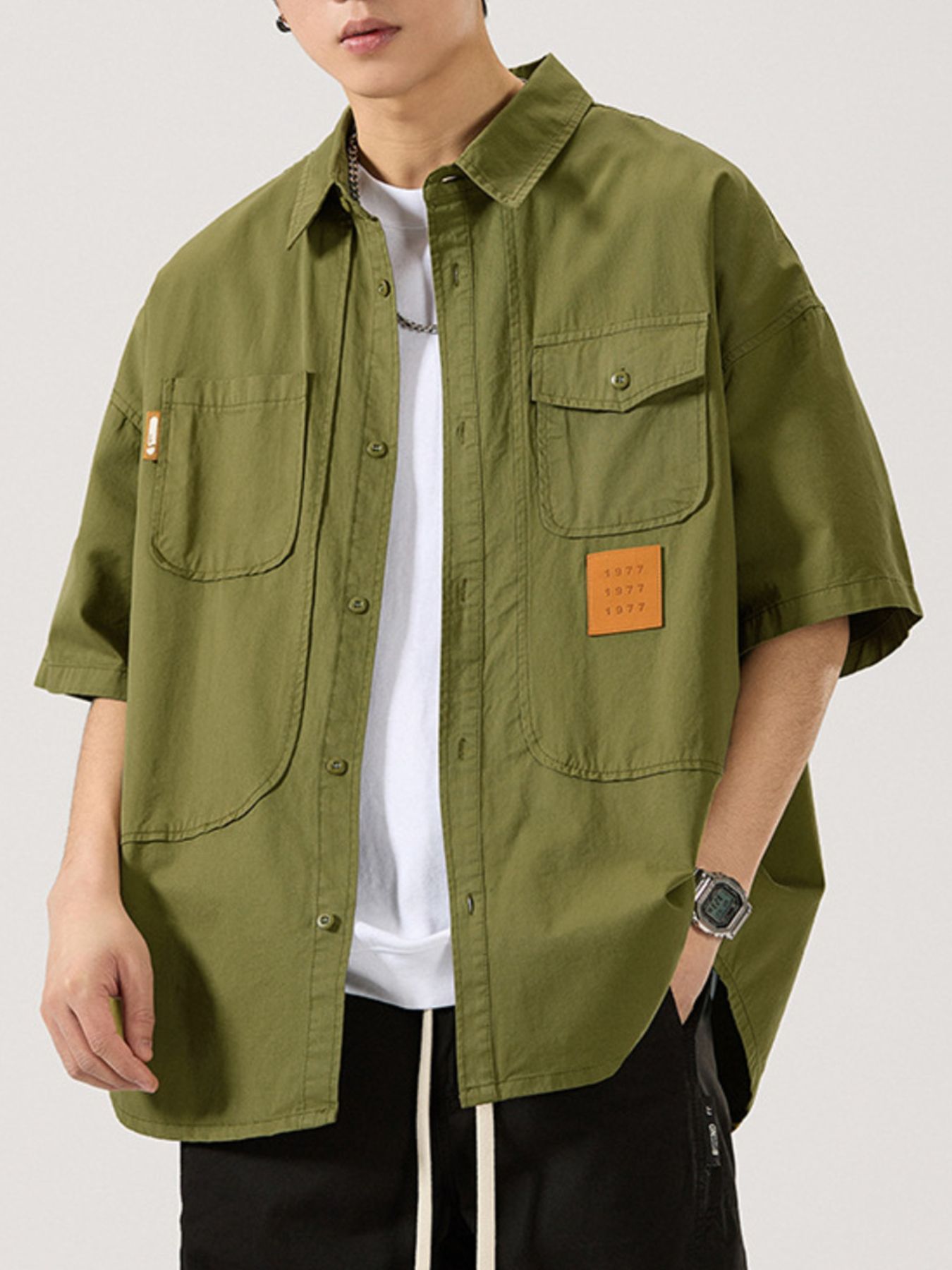 Men's Full Size Casual Short Sleeve Shirt Plus Size