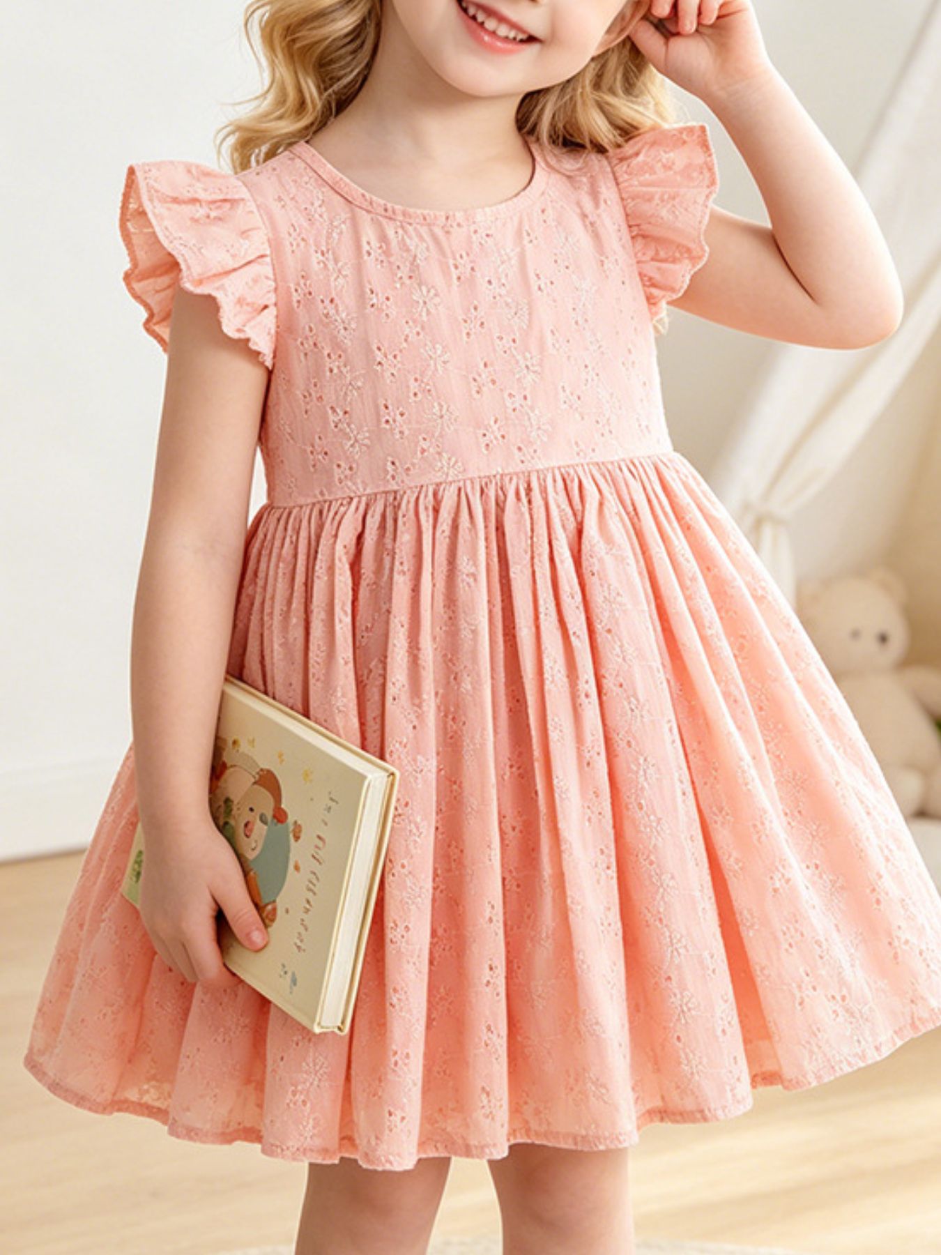 Children's Eyelet Flutter Sleeve Dress 1