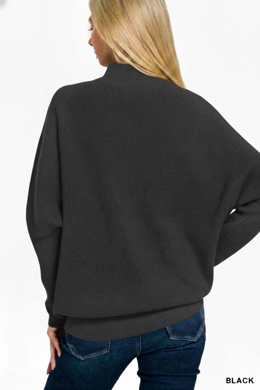 Viscose Dolman Sleeve Mock Neck Sweater