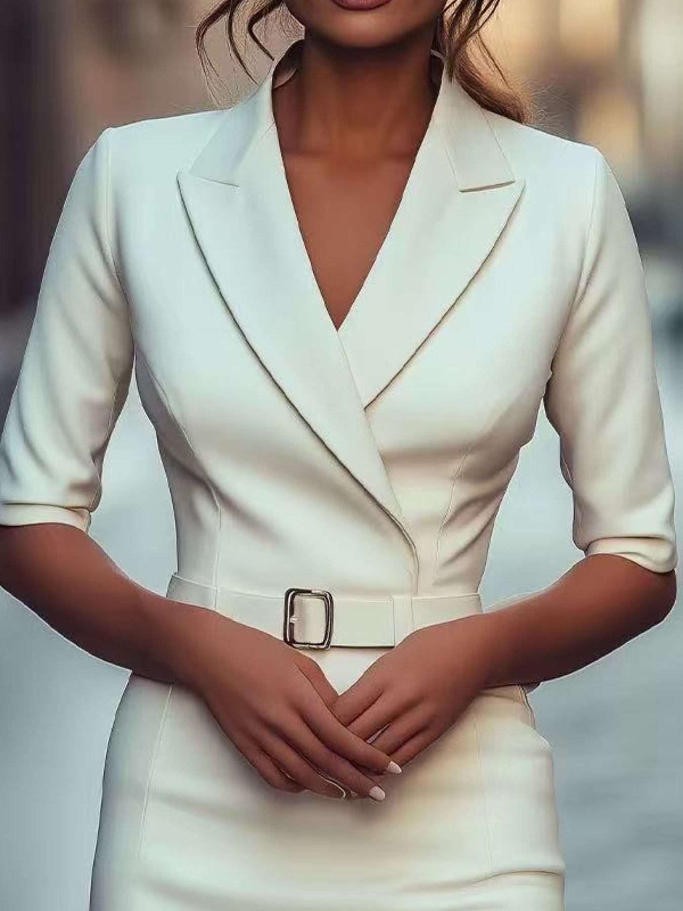 Surplice Half Sleeve Dress