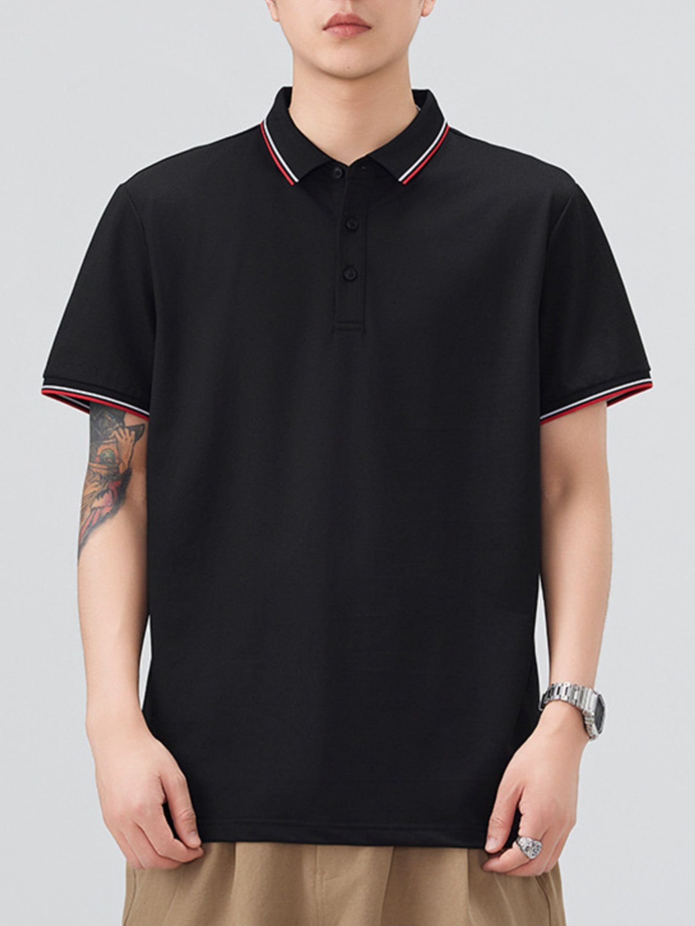 Men's Plus Size Button Detail Short Sleeve Polo