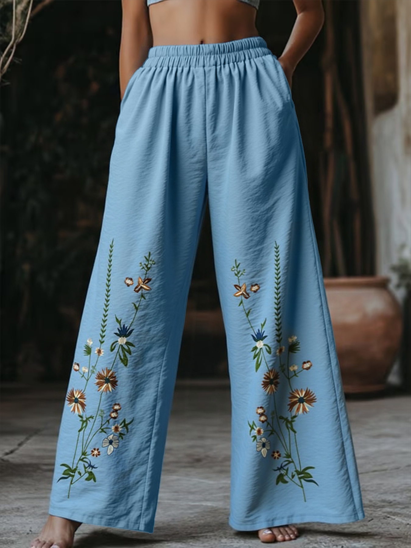 Floral Wide Leg Pants