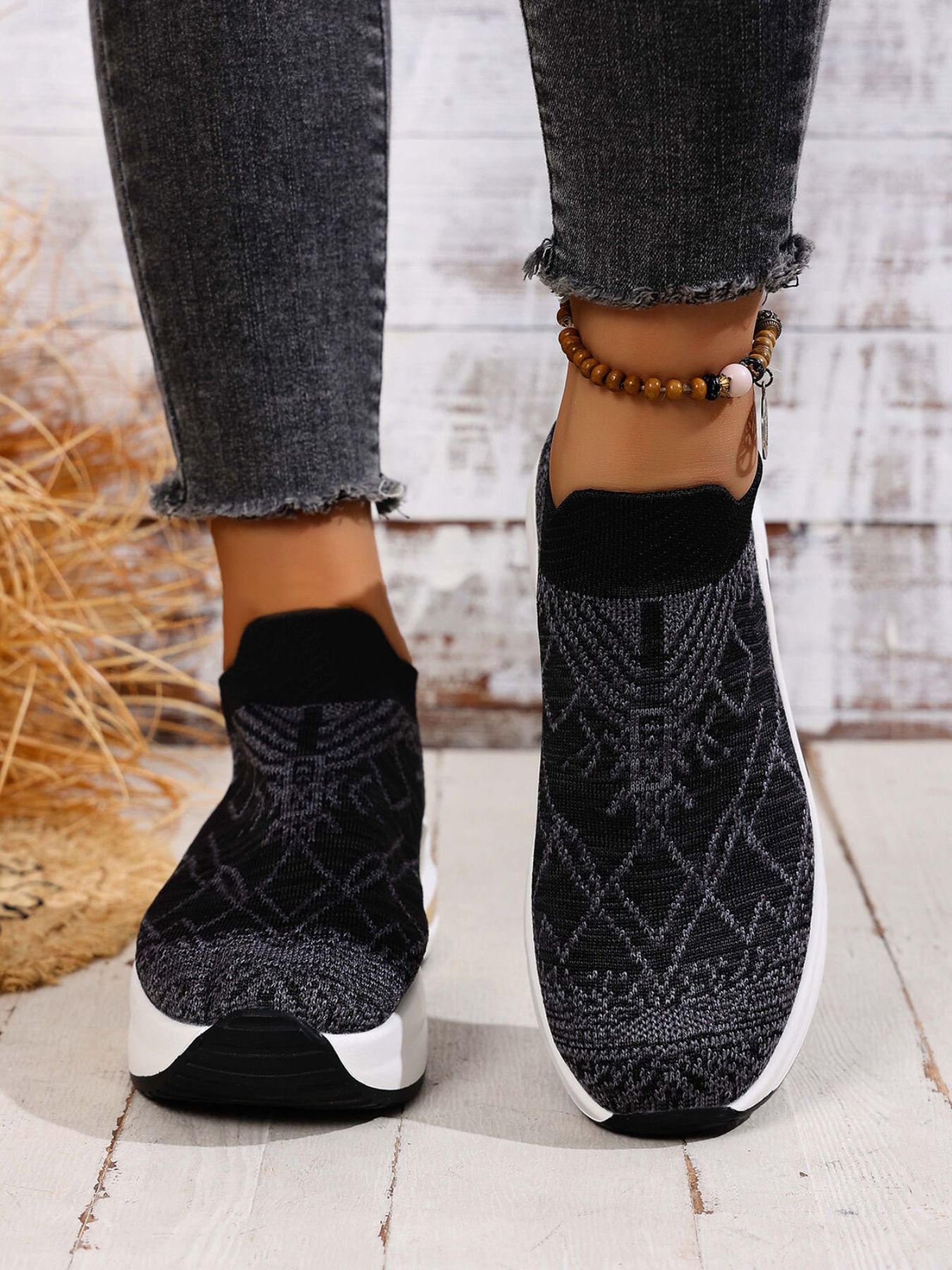 Mesh Round Toe Platform Sneakers