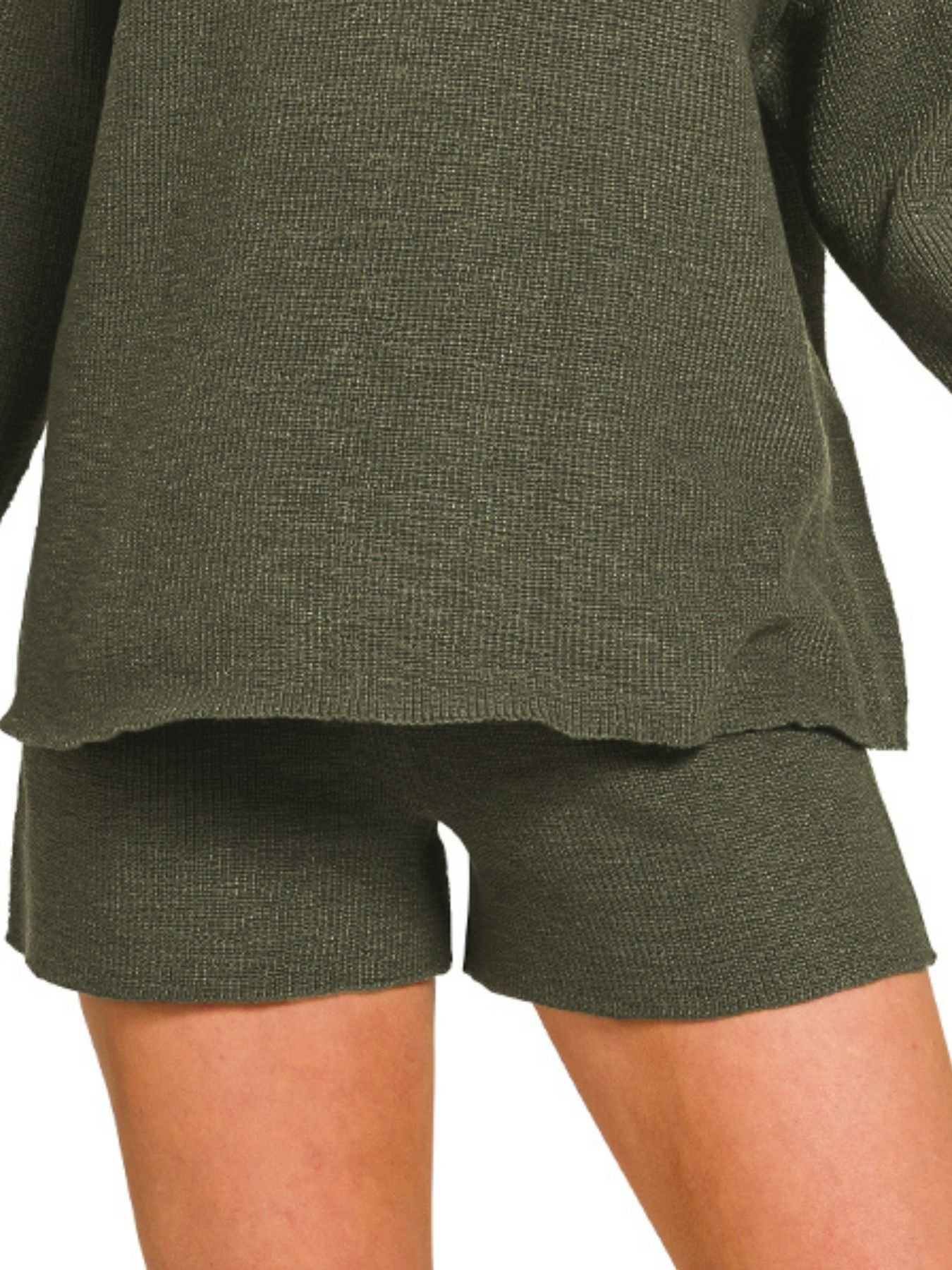 Round Neck Knit Top and Shorts Sweater Set
