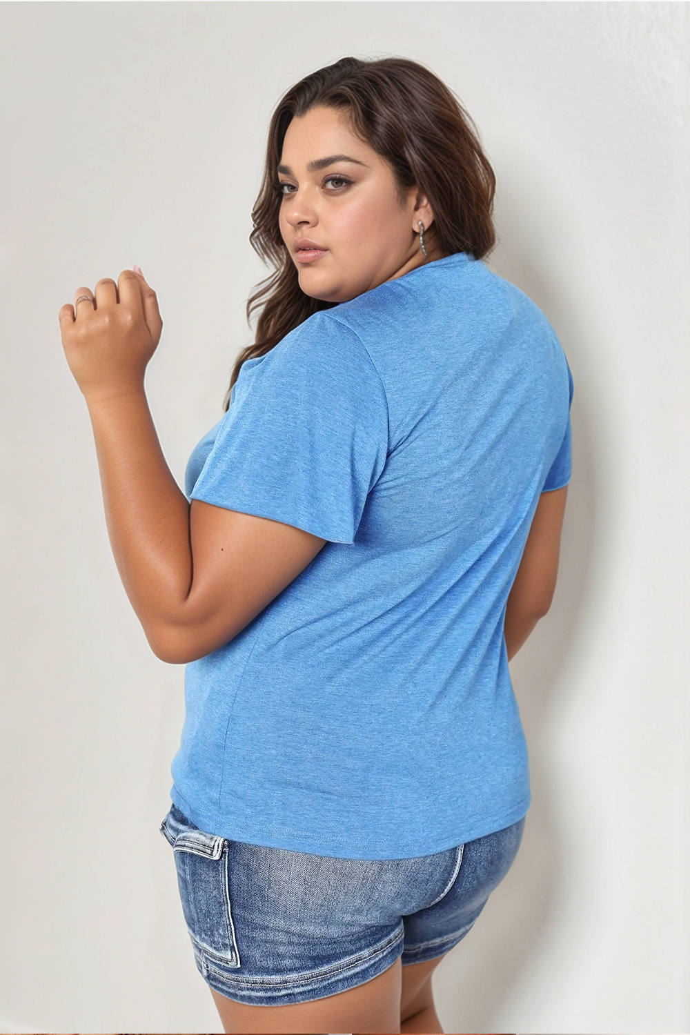 Ruched V-Neck Short Sleeve T-Shirt