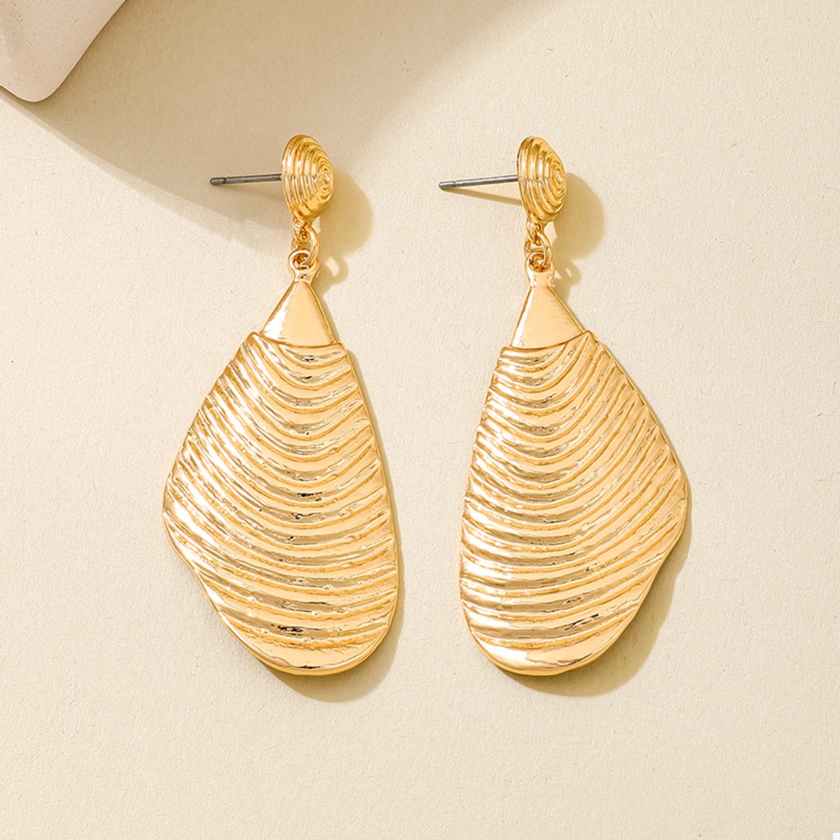 18K Gold-Plated Textured Dangle Earrings