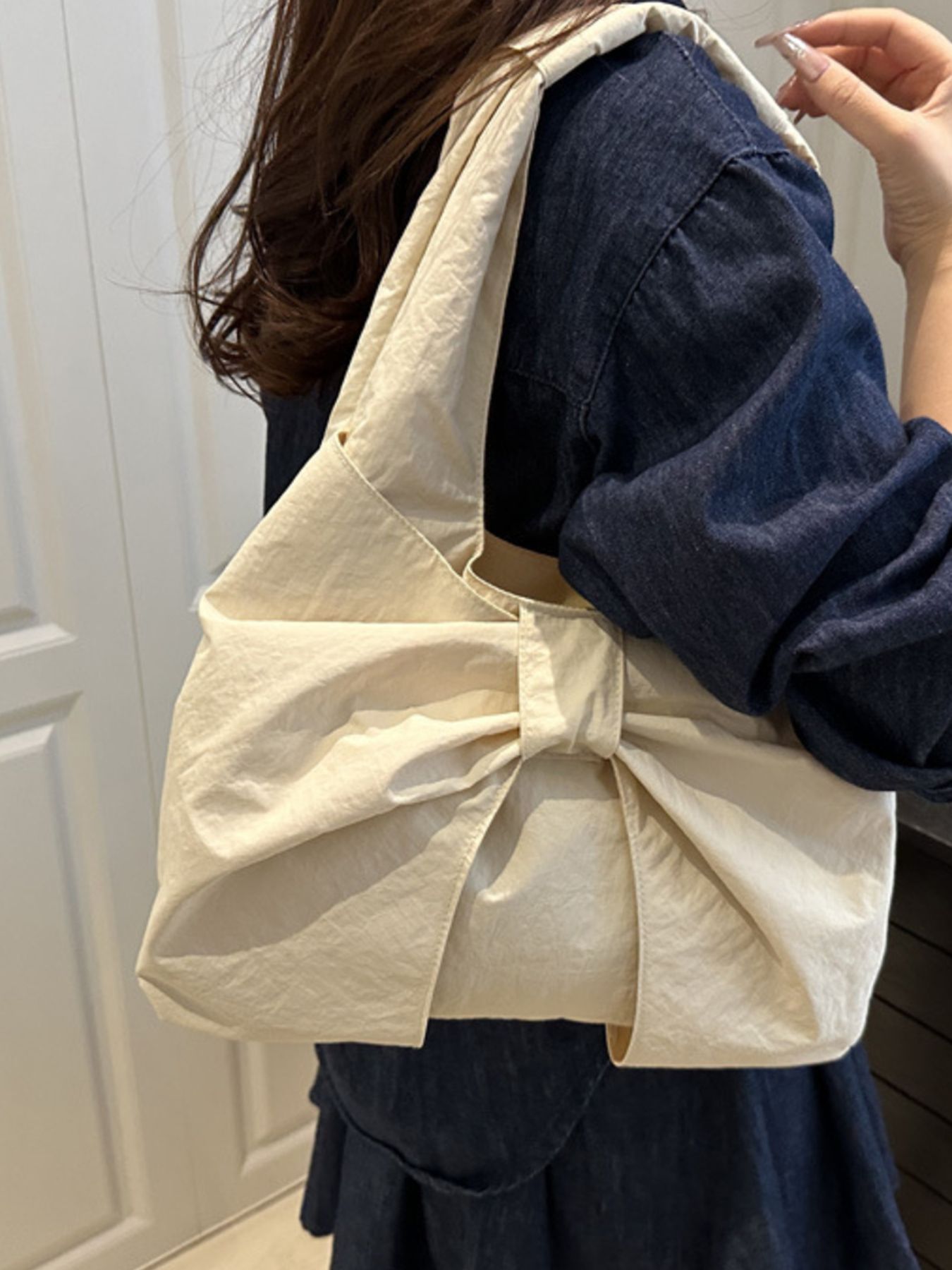 Ruched Bow Shoulder Bag
