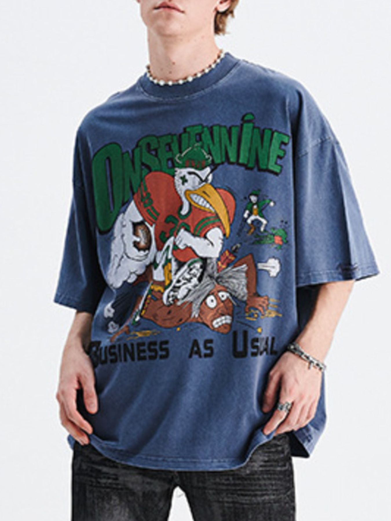 Men's Graphic Round Neck Oversized T-Shirt