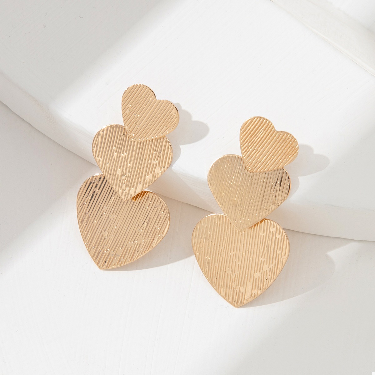 Golden Heart Dangle Earrings