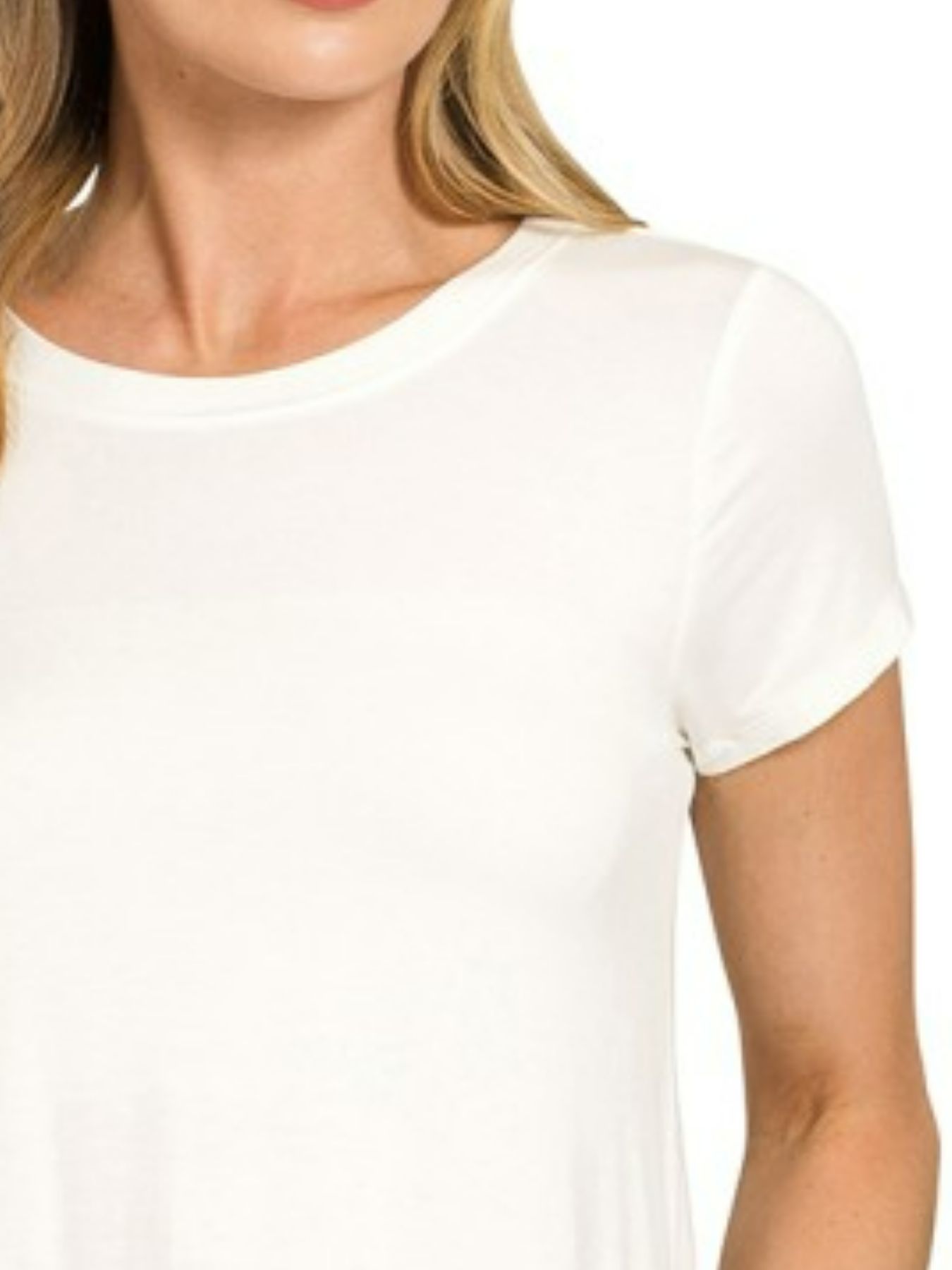 Flowy Round Hem Rayon Short Sleeve T-Shirt