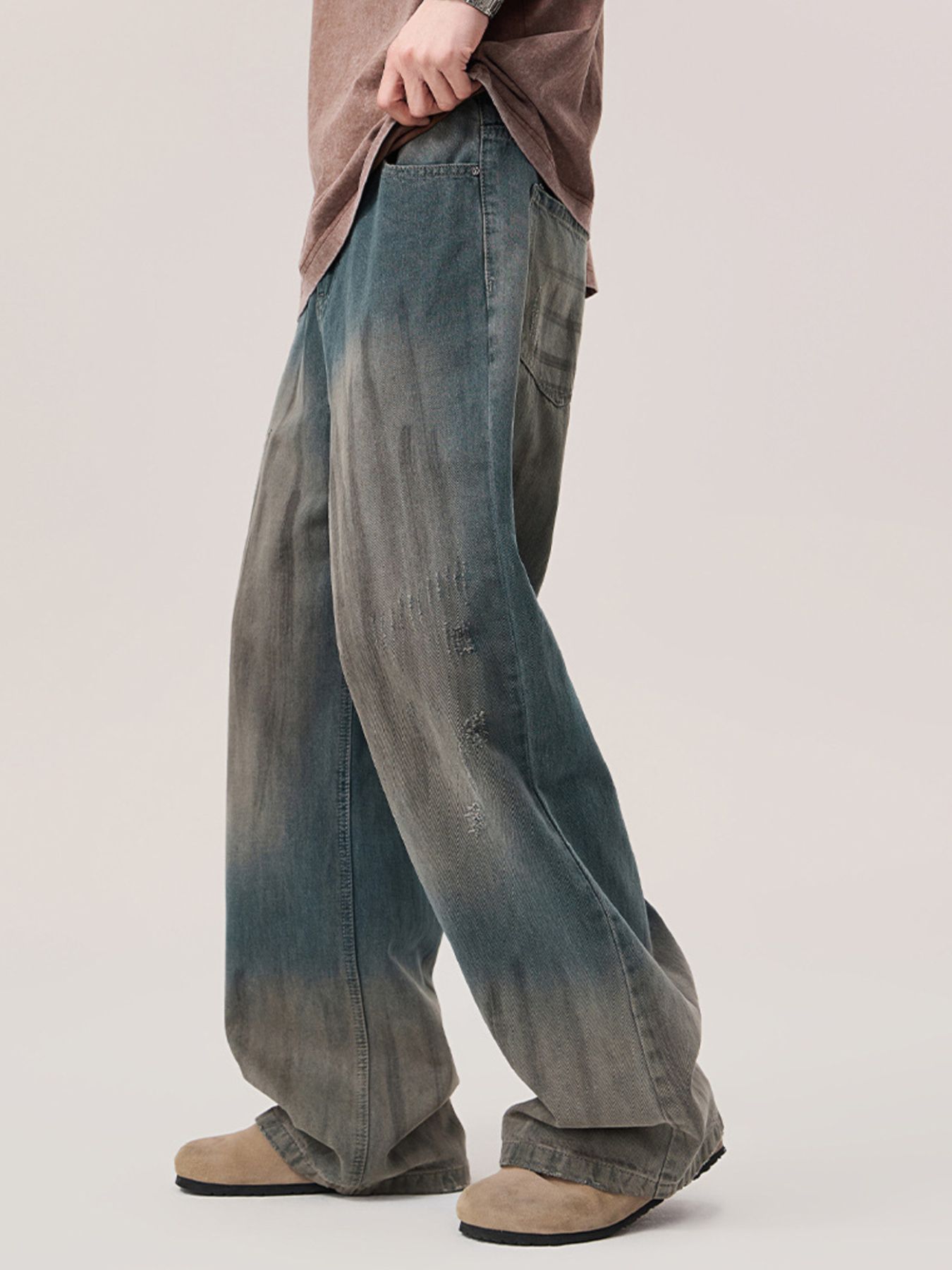 Men's Gradient Wash Wide Leg Jeans