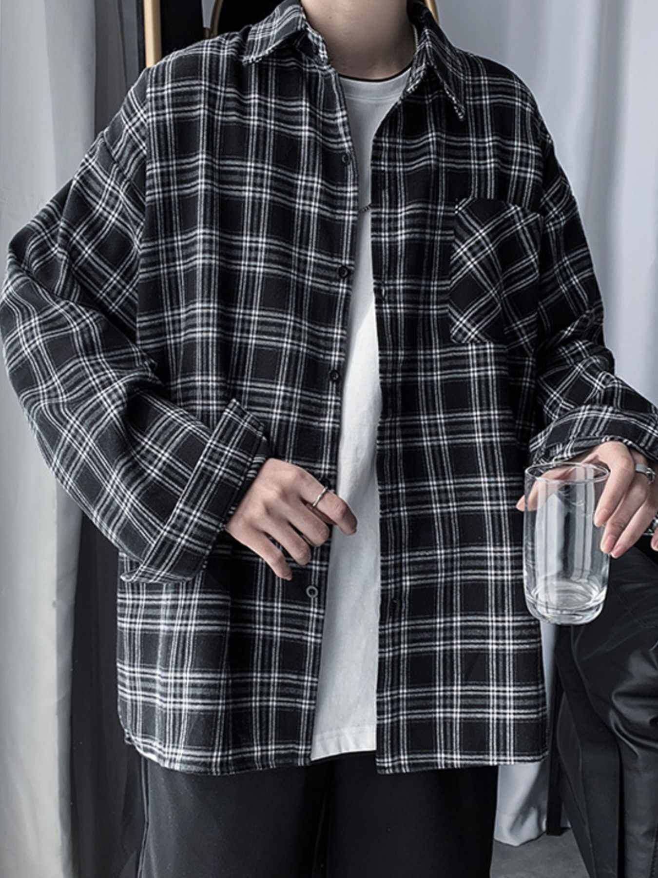 Men's Plaid Button Up Long Sleeve Shirt